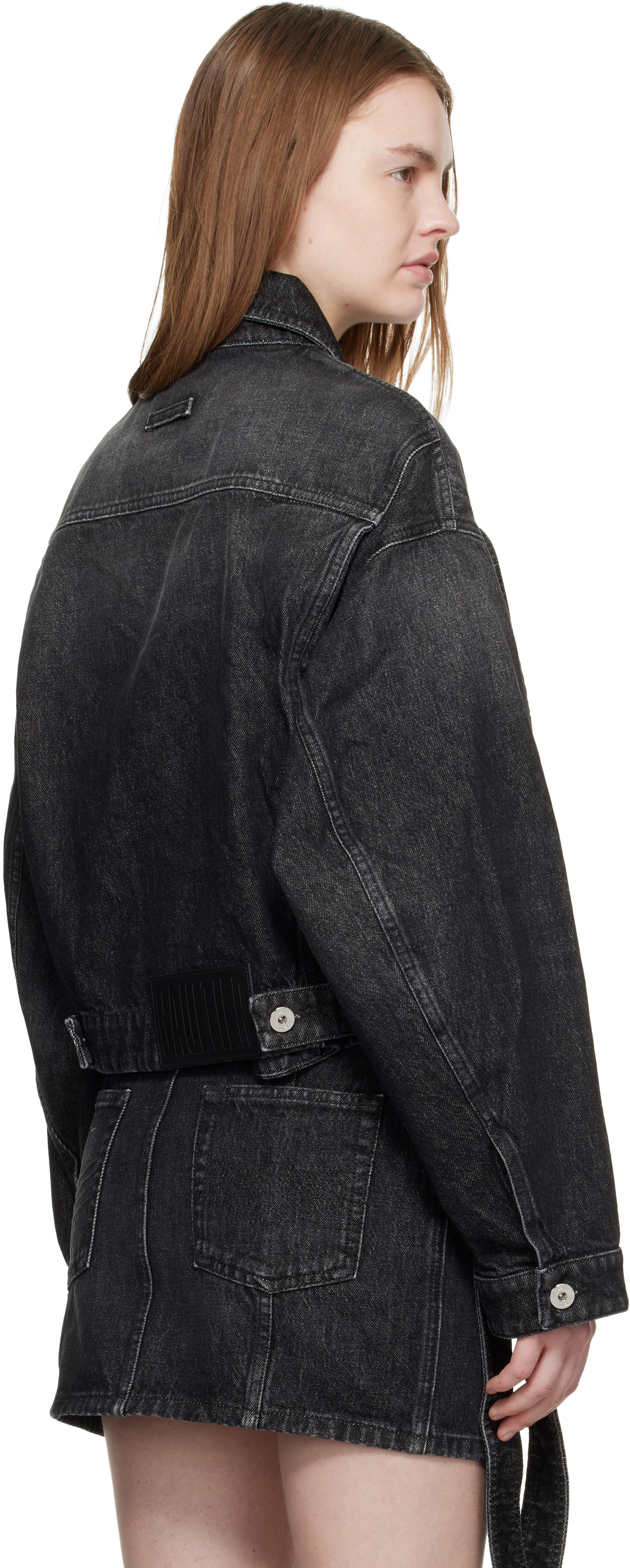 Jean Paul Gaultier: Black Oversized Strap Denim Jacket | SSENSE