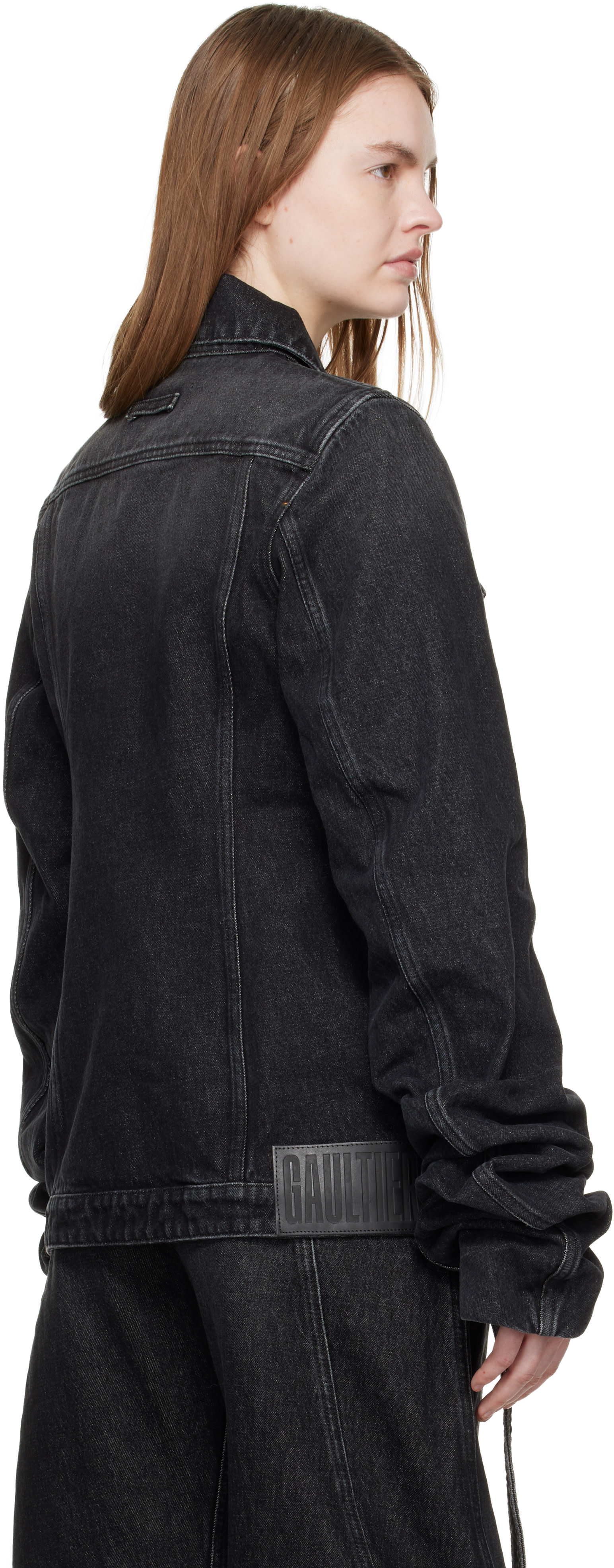 Jean Paul Gaultier: Black Oversized Sleeves Denim Jacket | SSENSE