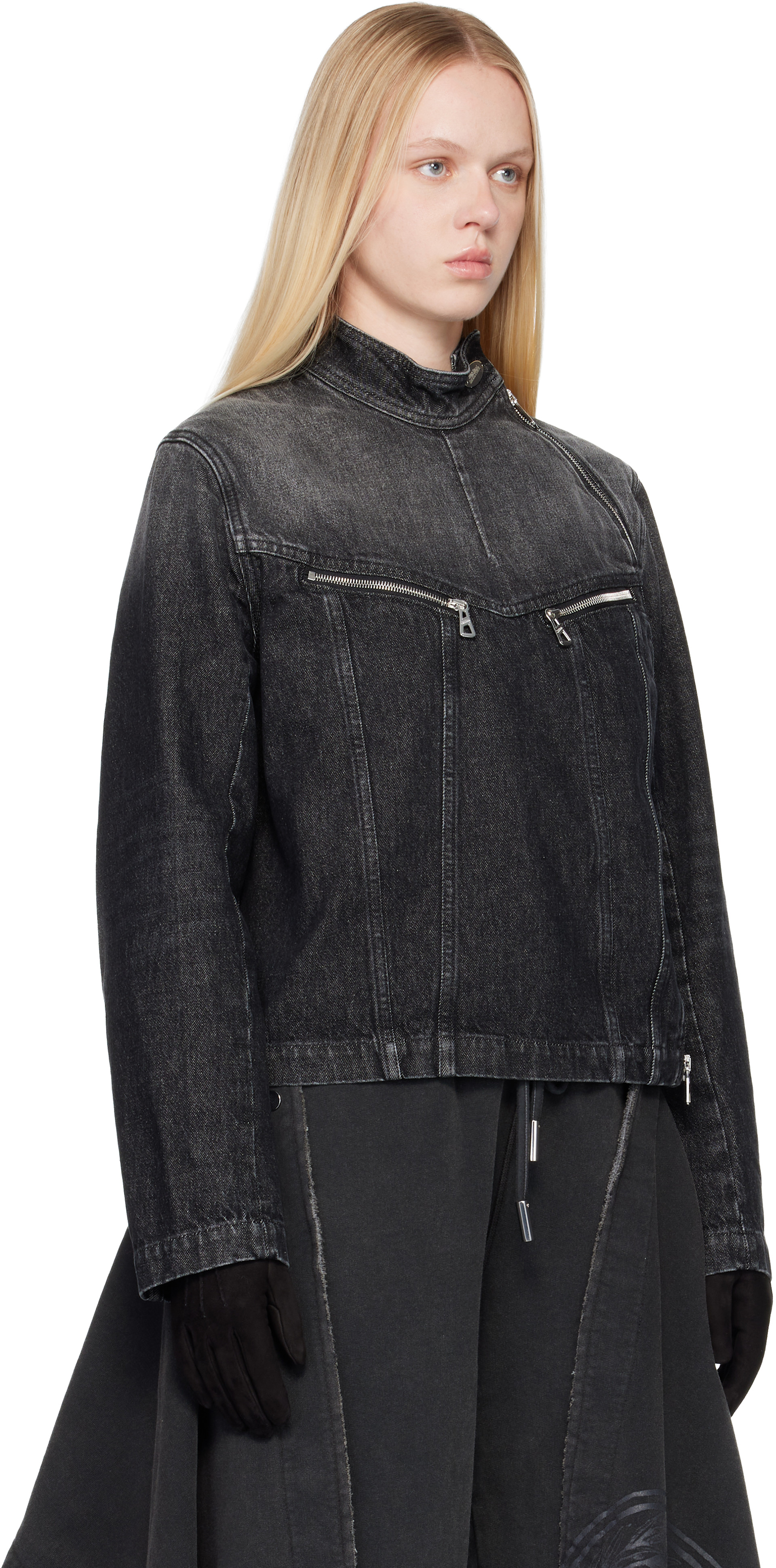 Jean Paul Gaultier: Black Detachable Glove Denim Jacket | SSENSE