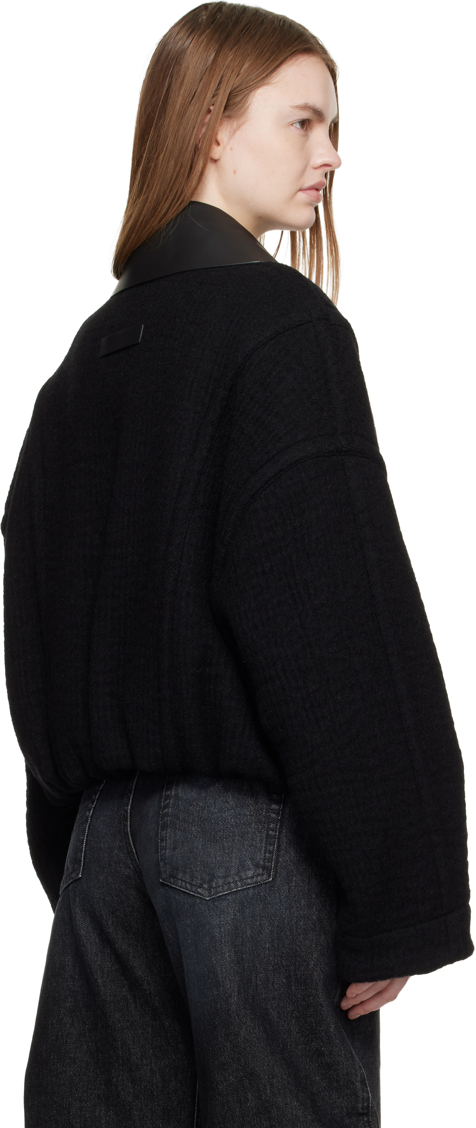 Jean Paul Gaultier: Black Heavy Wool Bomber Jacket | SSENSE