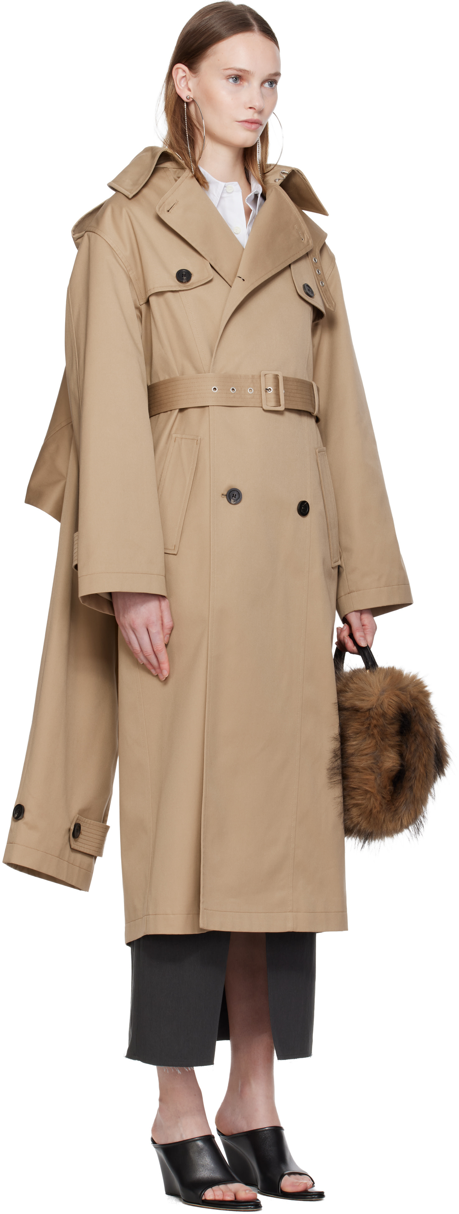 Jean Paul Gaultier: Beige 'The Hooded' Trench Coat | SSENSE