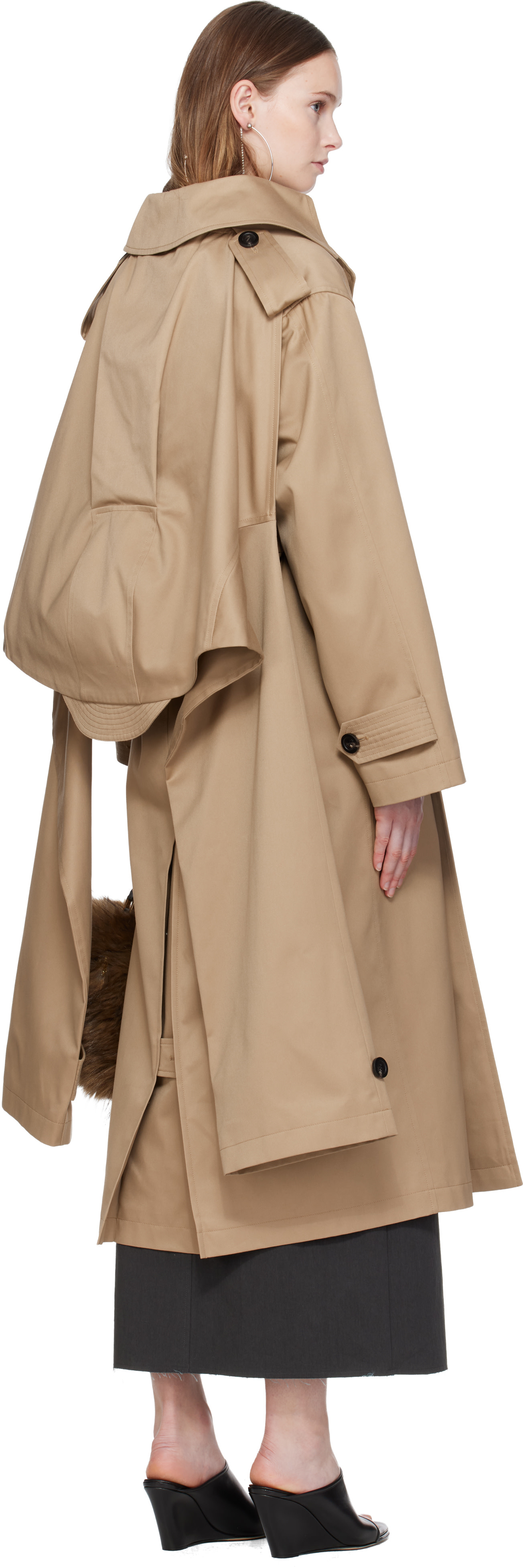Jean Paul Gaultier: Beige 'The Hooded' Trench Coat | SSENSE