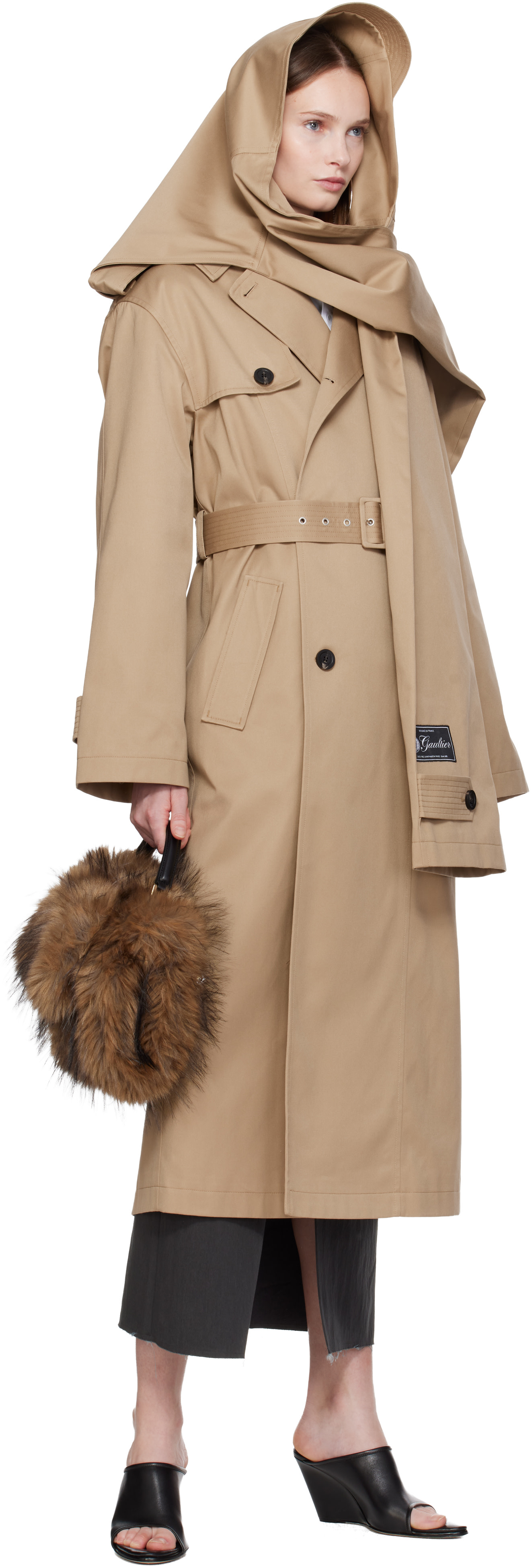 Jean Paul Gaultier: Beige 'The Hooded' Trench Coat | SSENSE