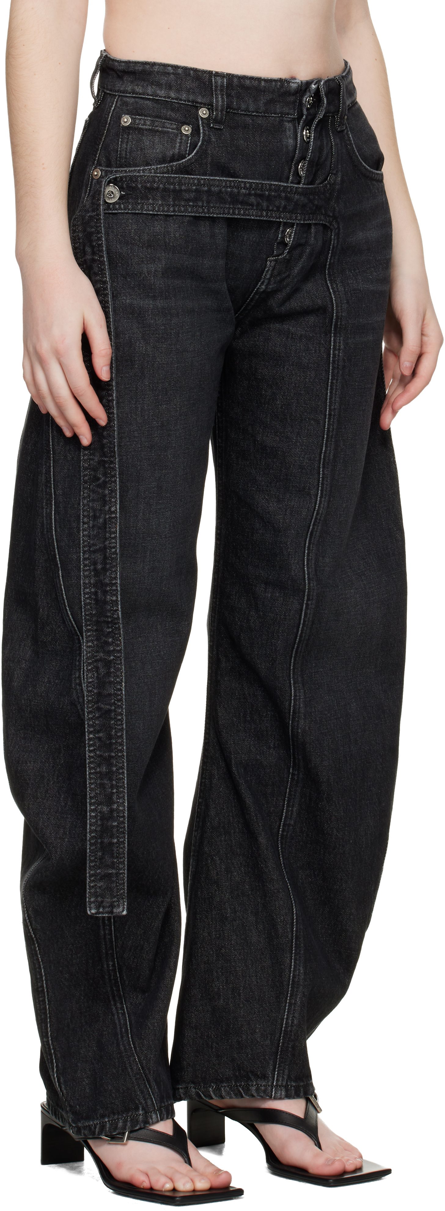 Jean Paul Gaultier: Black 'The Denim Strap' Jeans | SSENSE