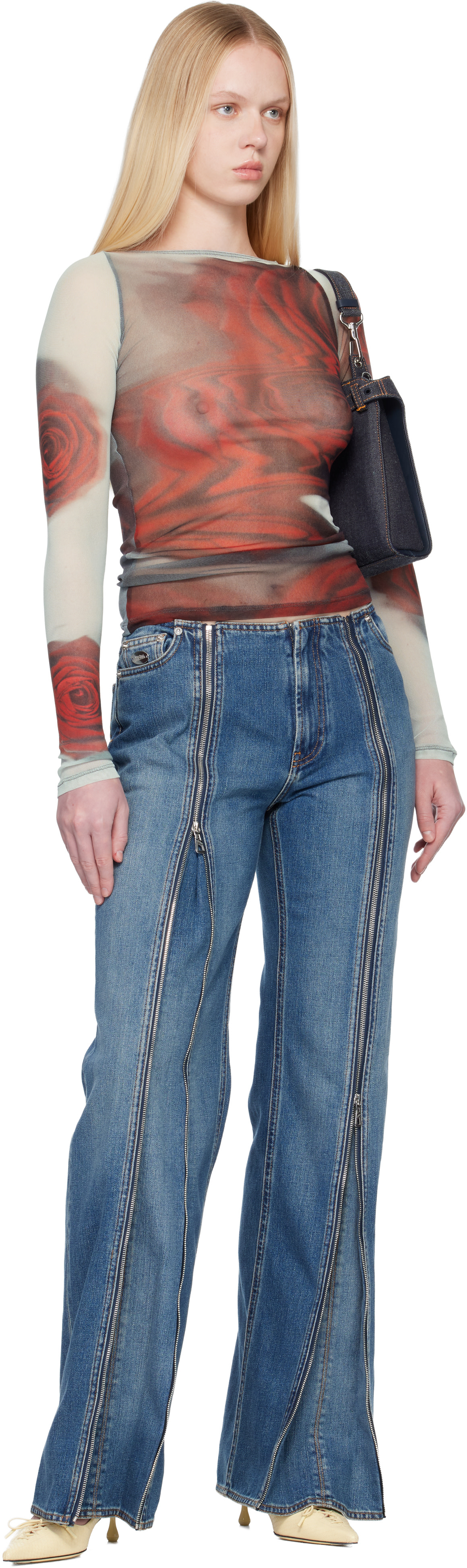 Jean Paul GAULTIER ブルーラメトップス Jean Paul Gaultier: ブルー 'The Water' トップス | SSENSE 日本