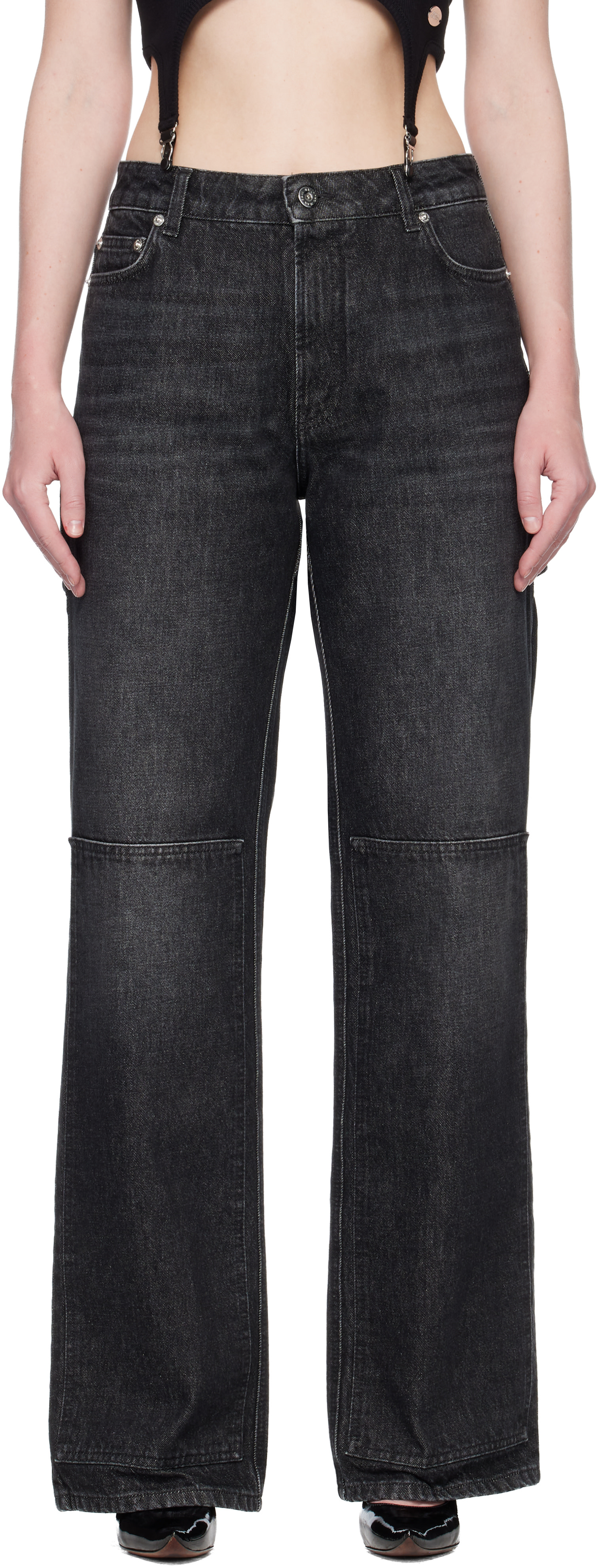 Jean Paul Gaultier: Black 'The Cut-Out' Jeans | SSENSE