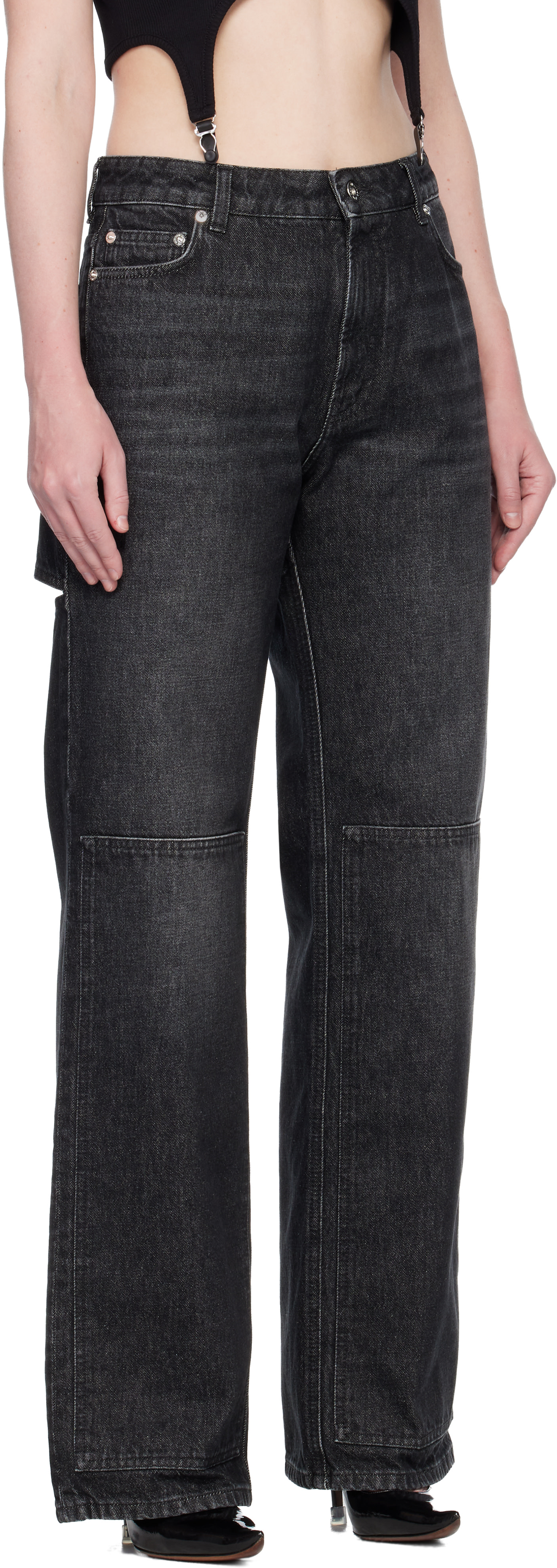 Jean Paul Gaultier: Black 'The Cut-Out' Jeans | SSENSE