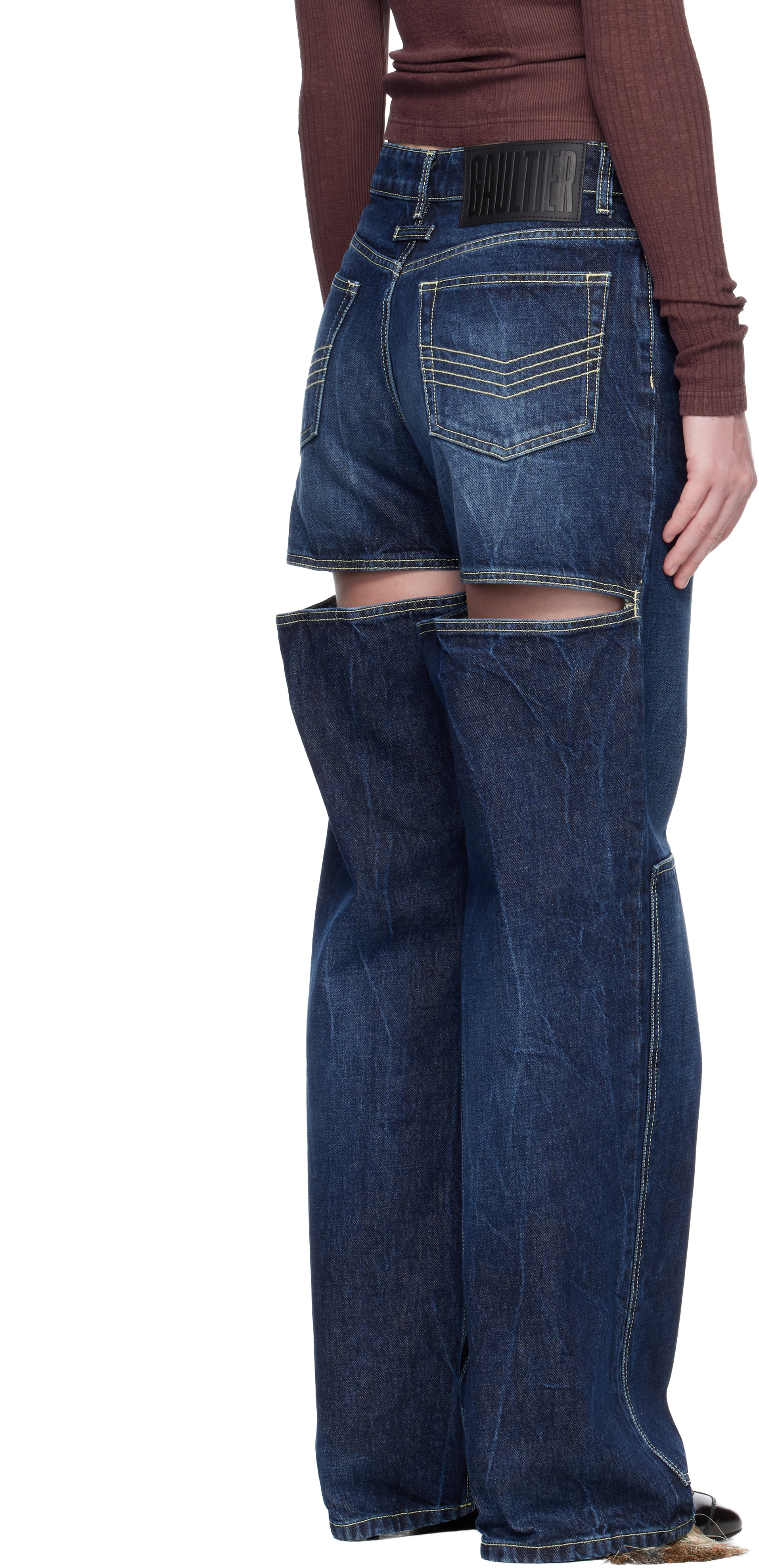 Jean Paul Gaultier: Blue 'The Cut-Out' Jeans | SSENSE