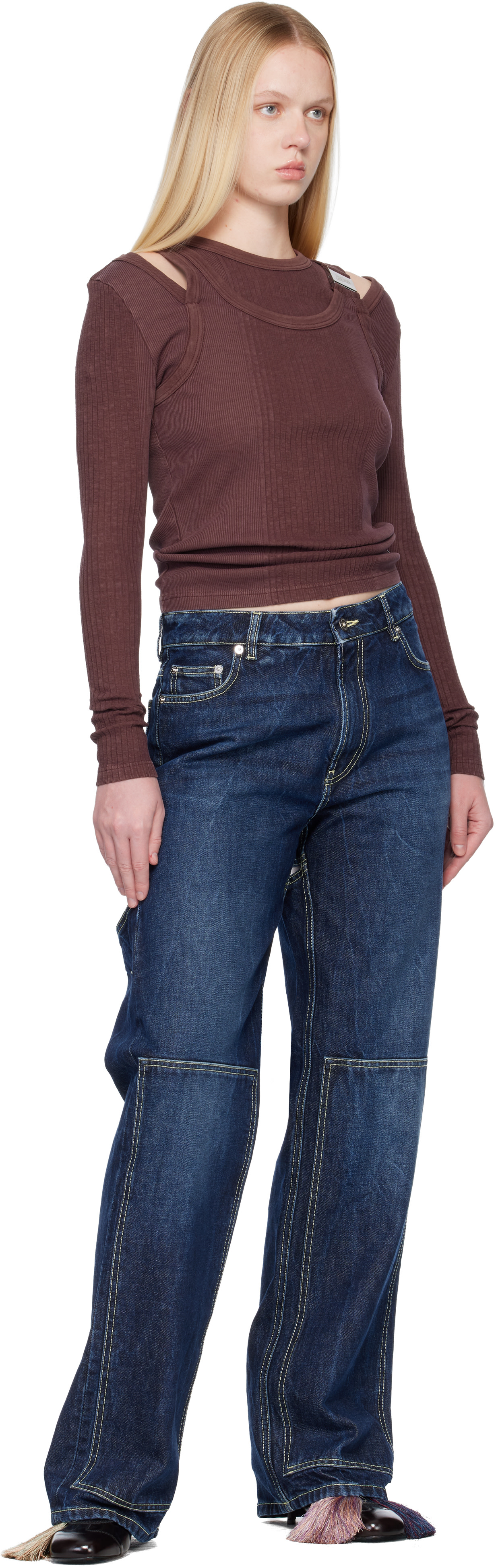 Jean Paul Gaultier: Blue 'The Cut-Out' Jeans | SSENSE