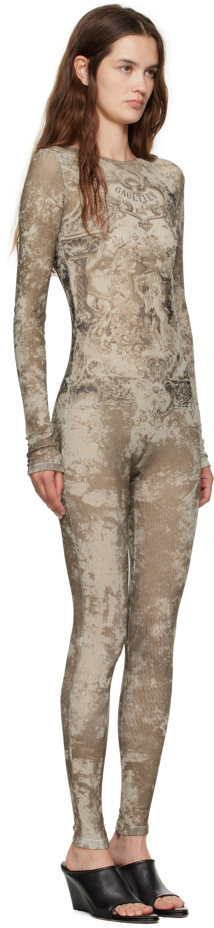 Jean Paul Gaultier: Beige 'The Médaillon' Jumpsuit | SSENSE