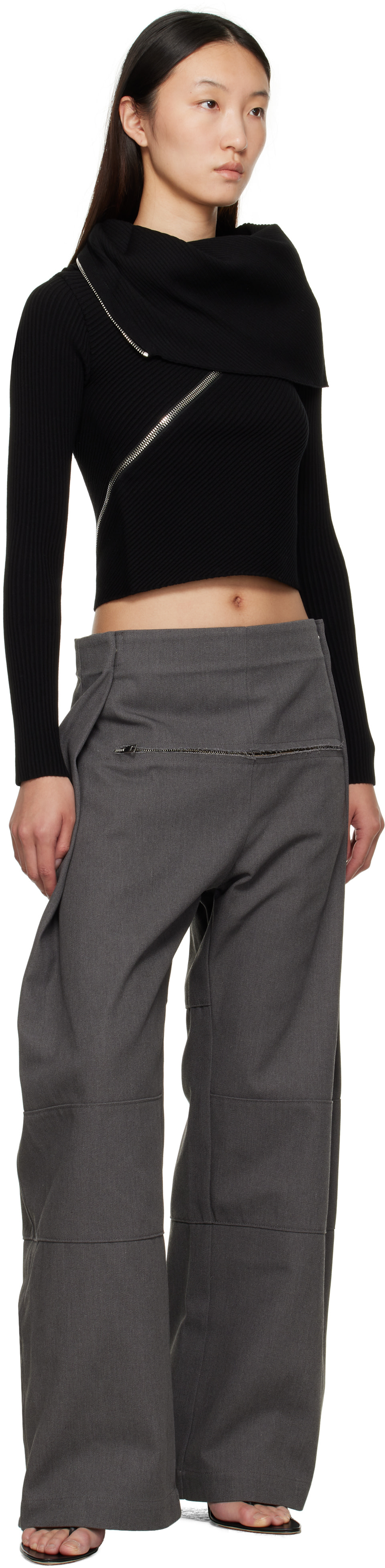 Jean Paul Gaultier: Gray Zip Denim Trousers | SSENSE