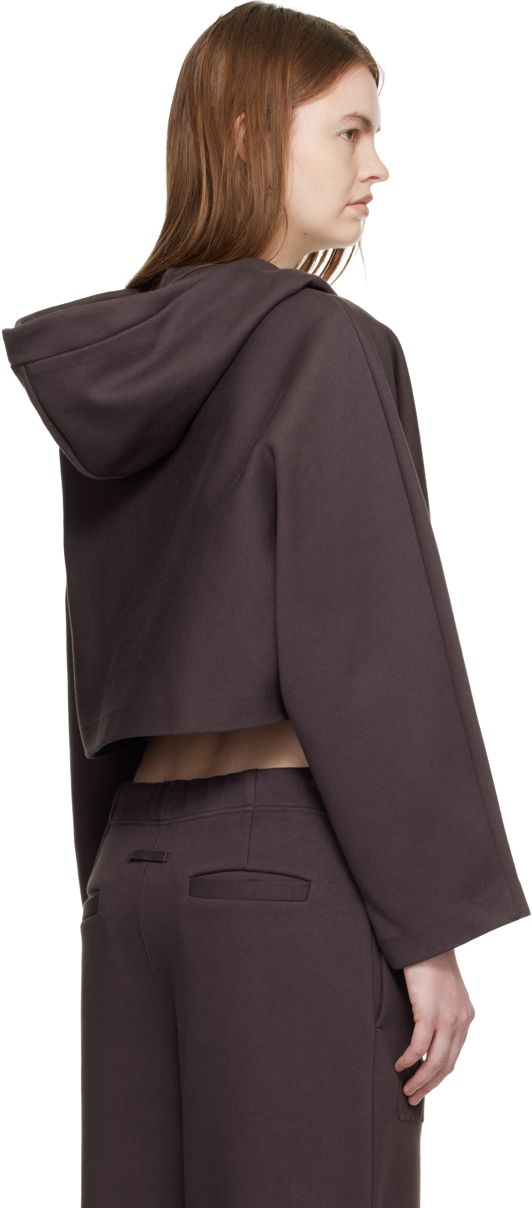 Jean Paul Gaultier - Pull à capuche brun à logo gaufré