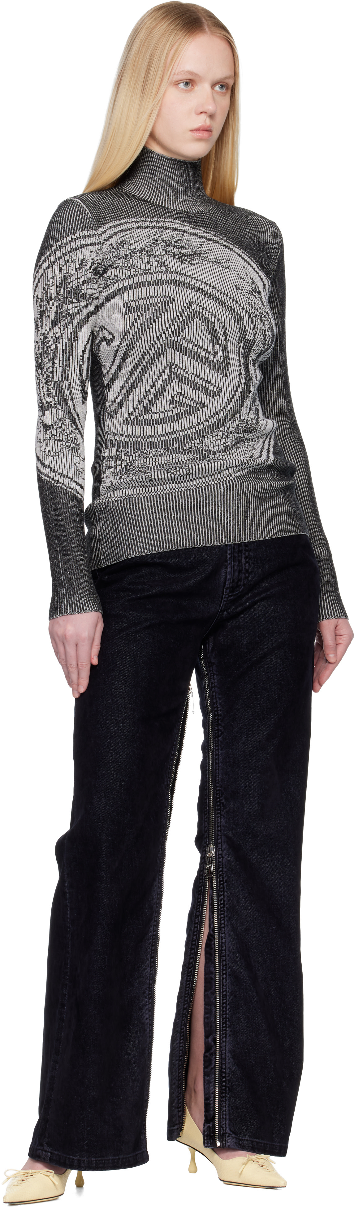 Jean Paul Gaultier: Gray 'The Laurel Stamp' Turtleneck | SSENSE