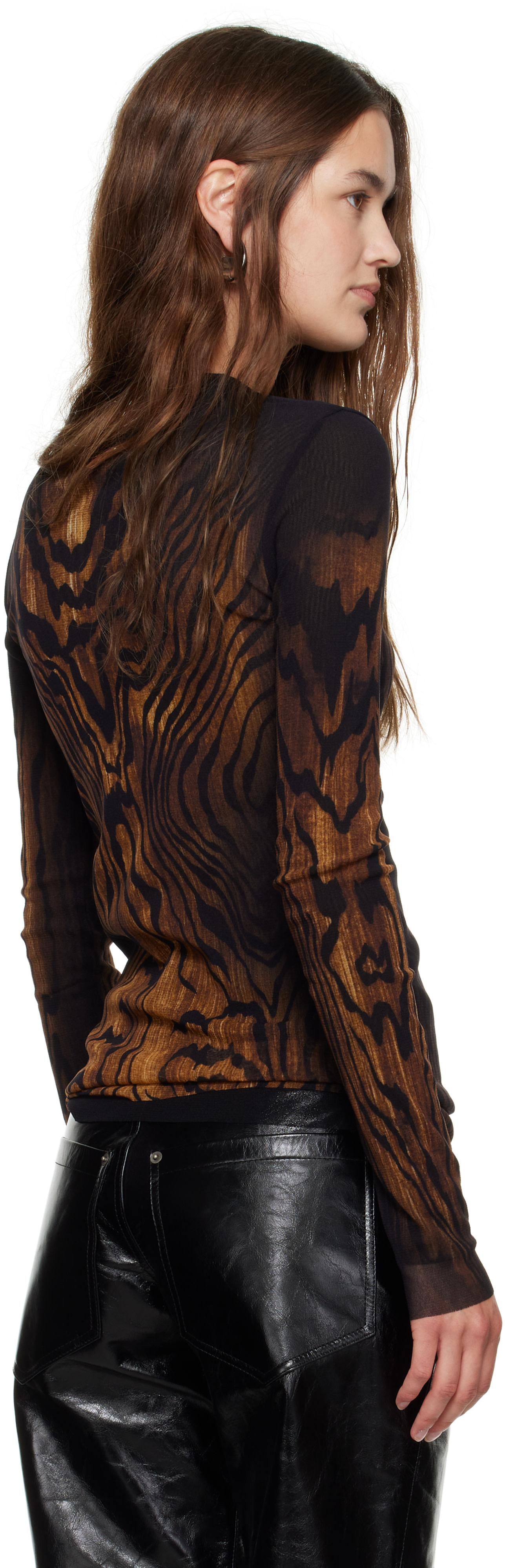 JEAN PAUL GAULTIER シアートップス Jean Paul Gaultier: Black & Brown 'The Wood' Top | SSENSE