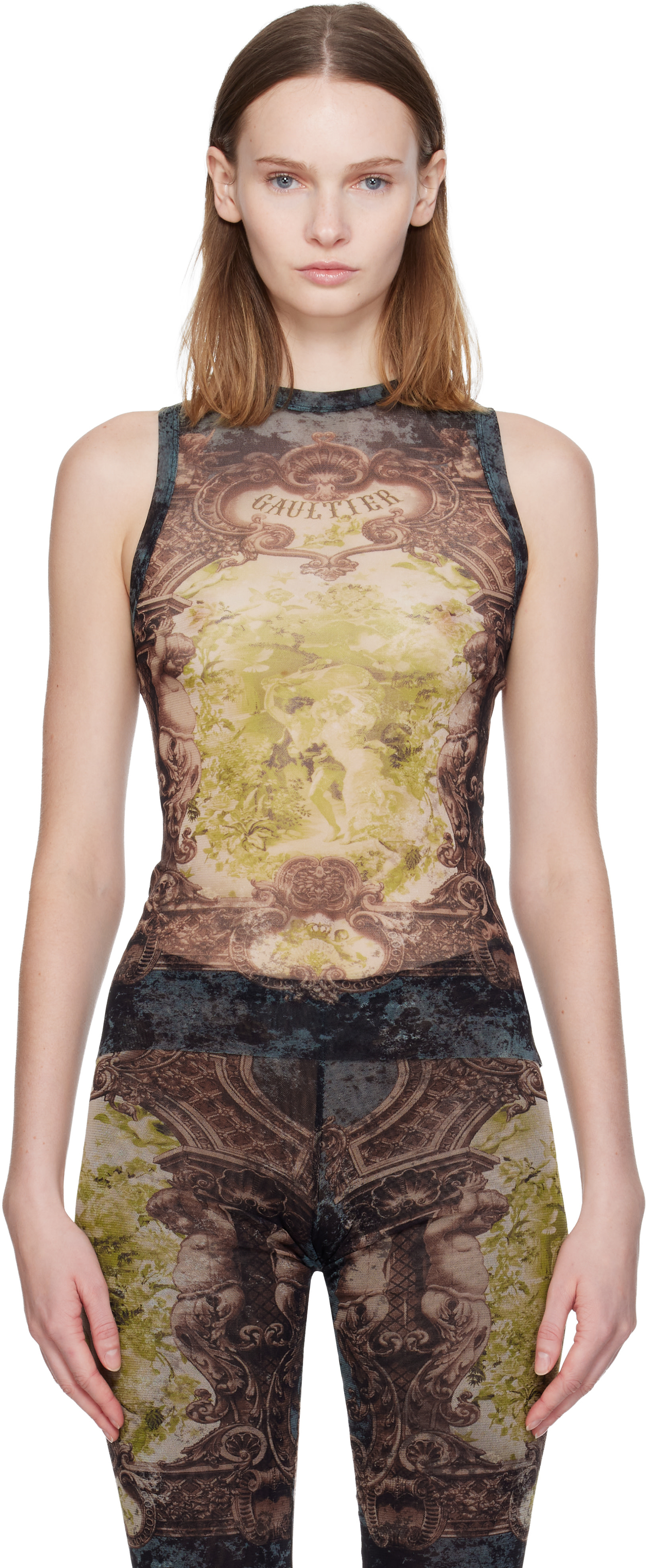 Jean Paul Gaultier: Black & Yellow 'The Médaillon' Tank Top