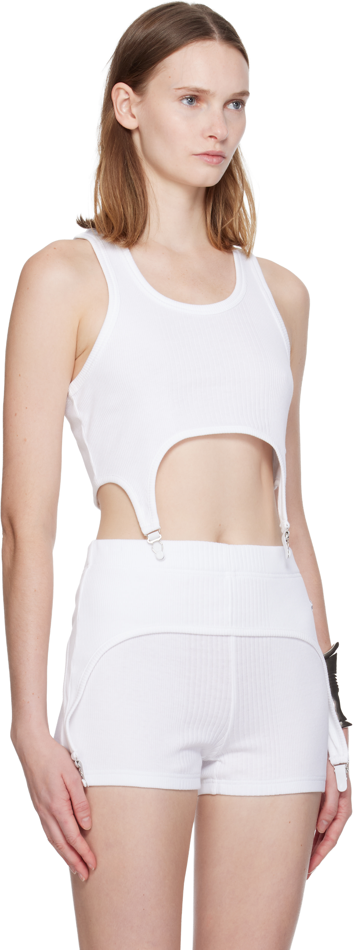 Jean Paul Gaultier タンクトップ Jean Paul Gaultier: White 'The Garter Bra' Tank Top | SSENSE