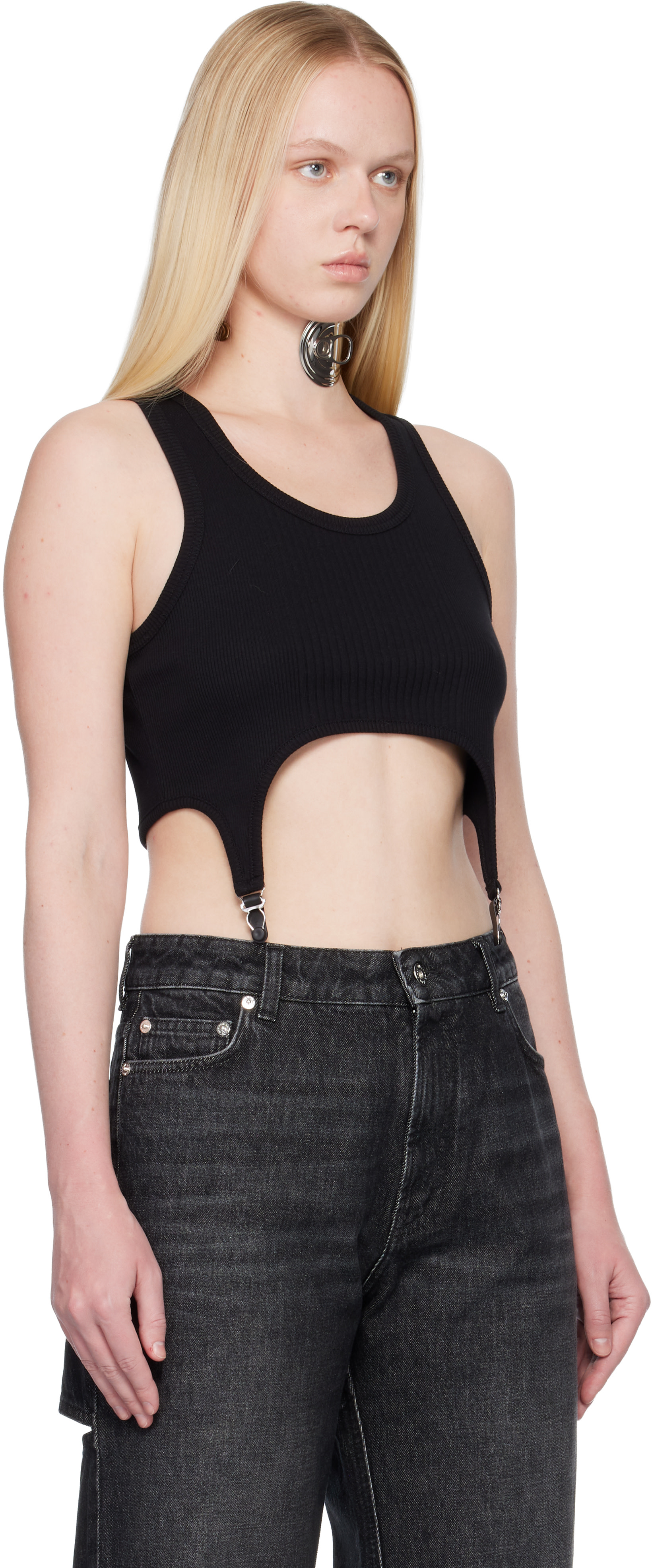 Jean Paul Gaultier: Black 'The Garter Bra' Tank Top | SSENSE
