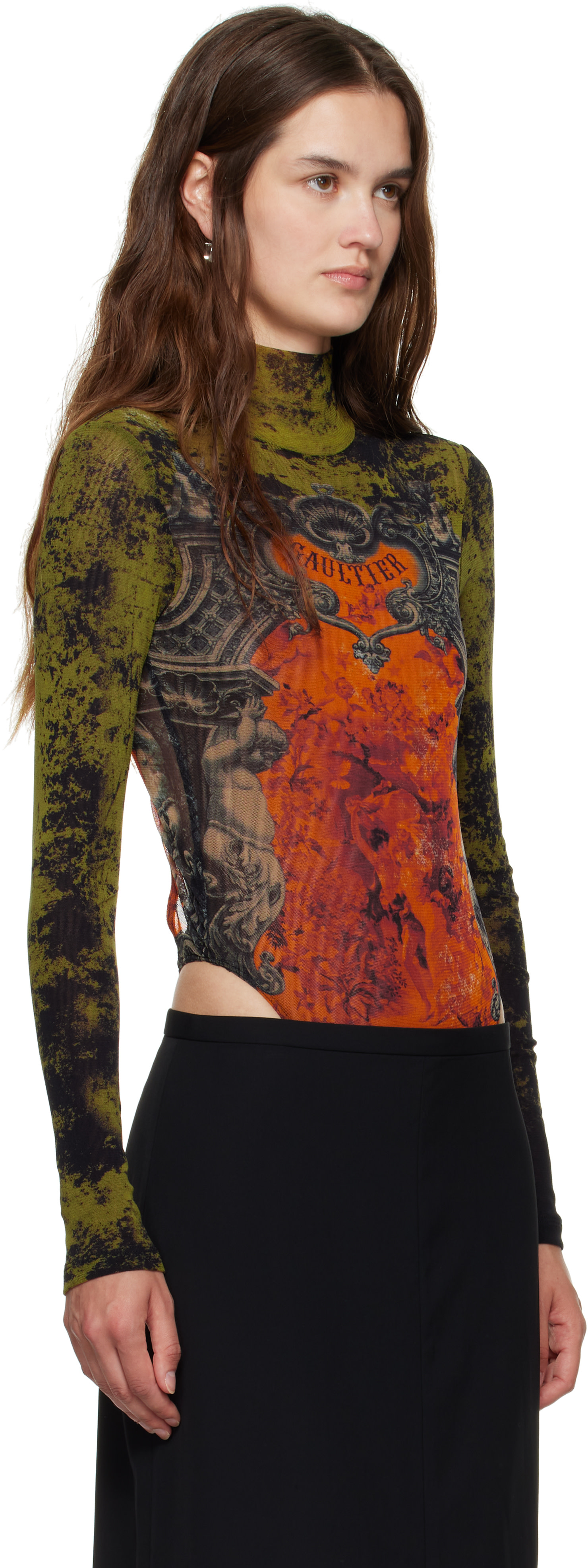 Jean Paul Gaultier: Khaki & Orange 'The Médaillon' Open Back