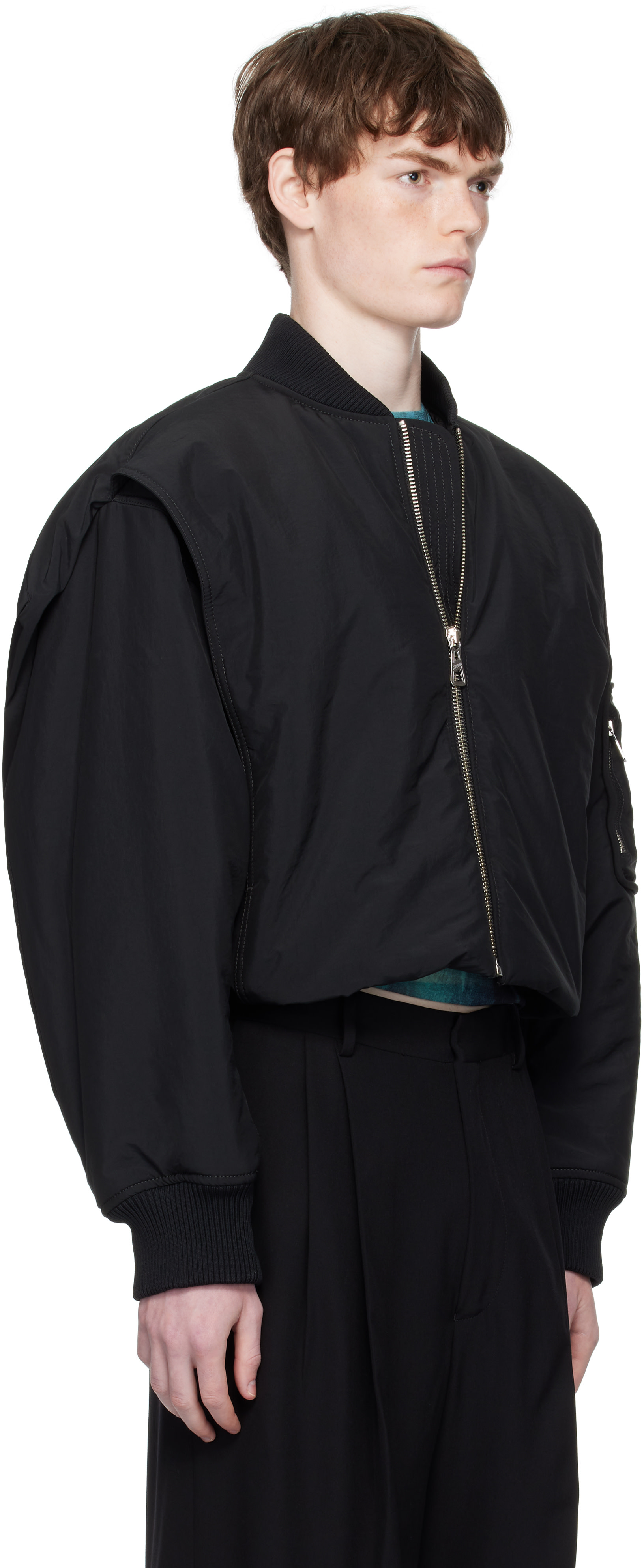 ジャケット・アウター Jean Paul Gaultier OBJ Great Coat 48 Jean Paul Gaultier: Black 'The Hooded' Bomber Jacket | SSENSE