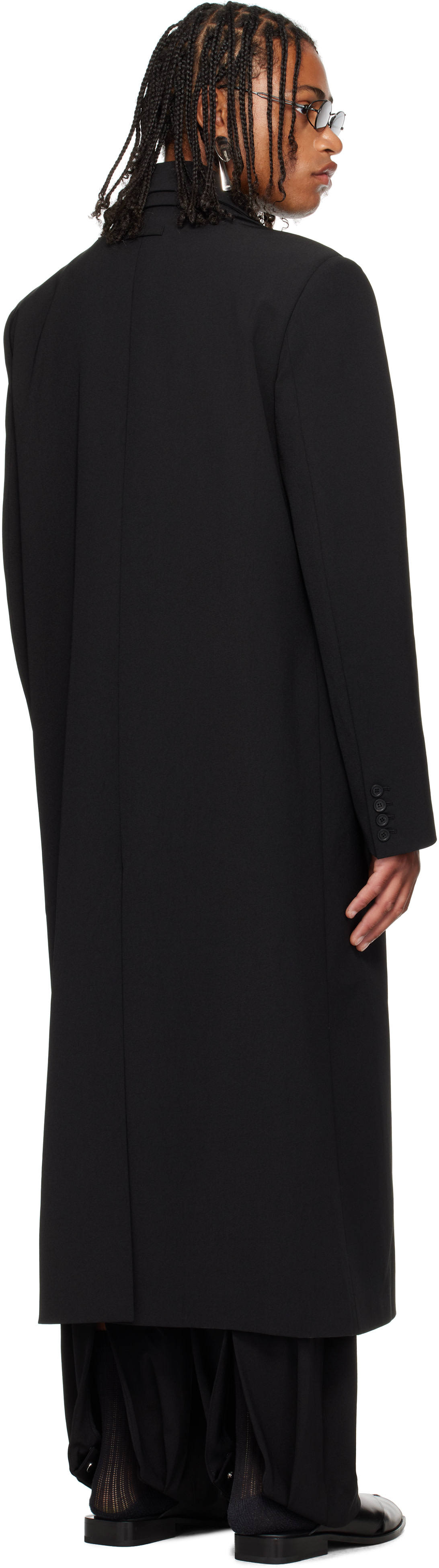 Jean Paul Gaultier: Black Double Layer Coat | SSENSE