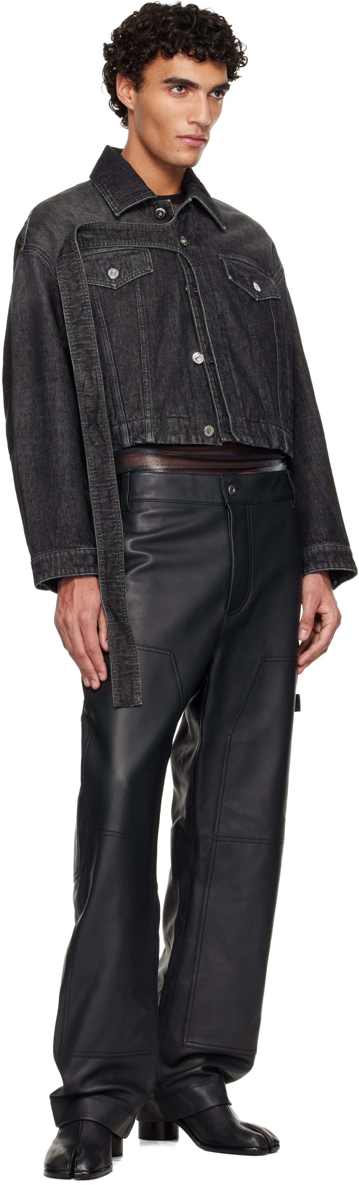 Jean Paul Gaultier: Black Oversized Strap Denim Jacket | SSENSE Canada