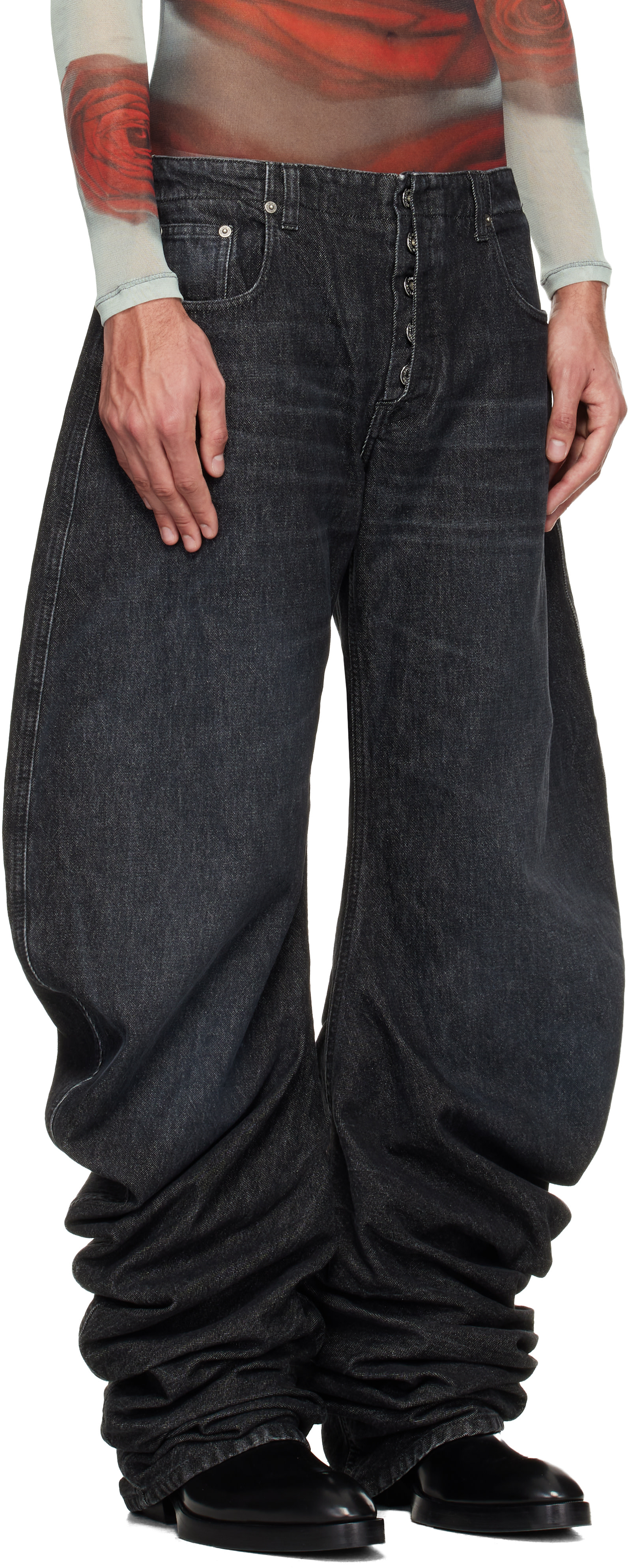 Jean Paul Gaultier: ブラック Oversize Fit ジーンズ | SSENSE 日本
