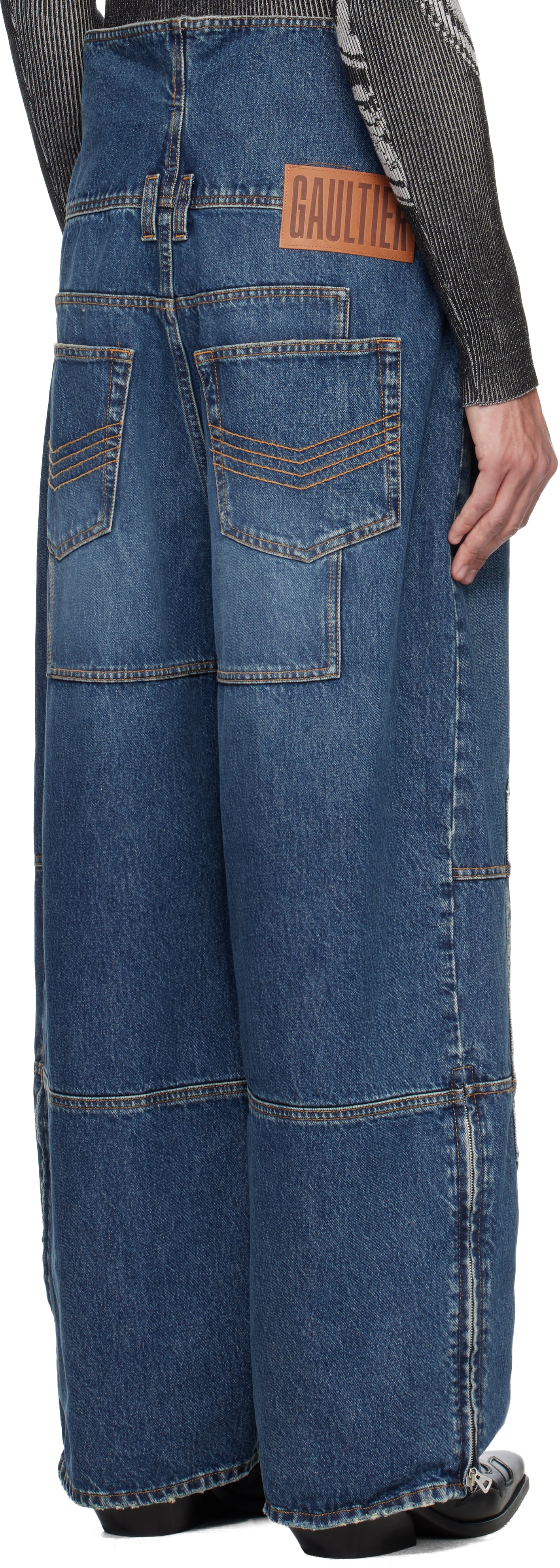 Jean Paul Gaultier: Blue Zipped Patch Jeans | SSENSE