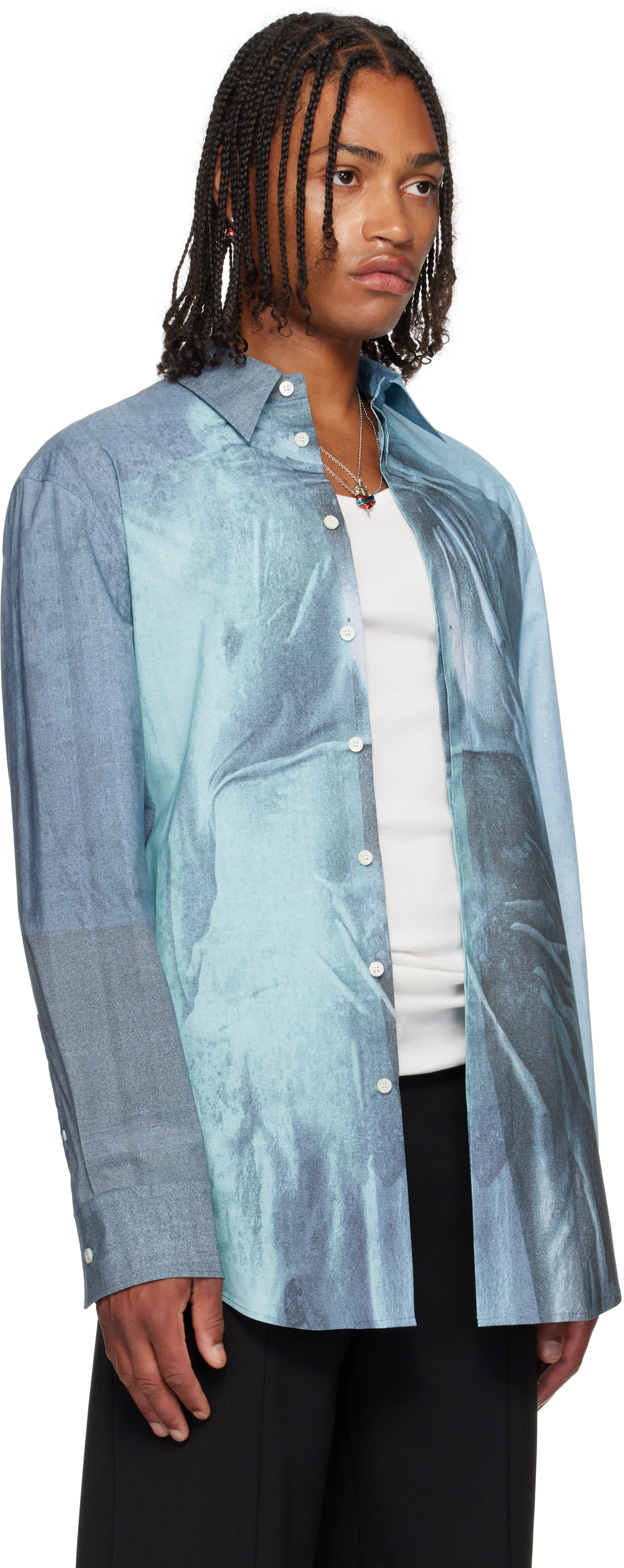 Jean Paul Gaultier: Blue 'The Water' Shirt | SSENSE
