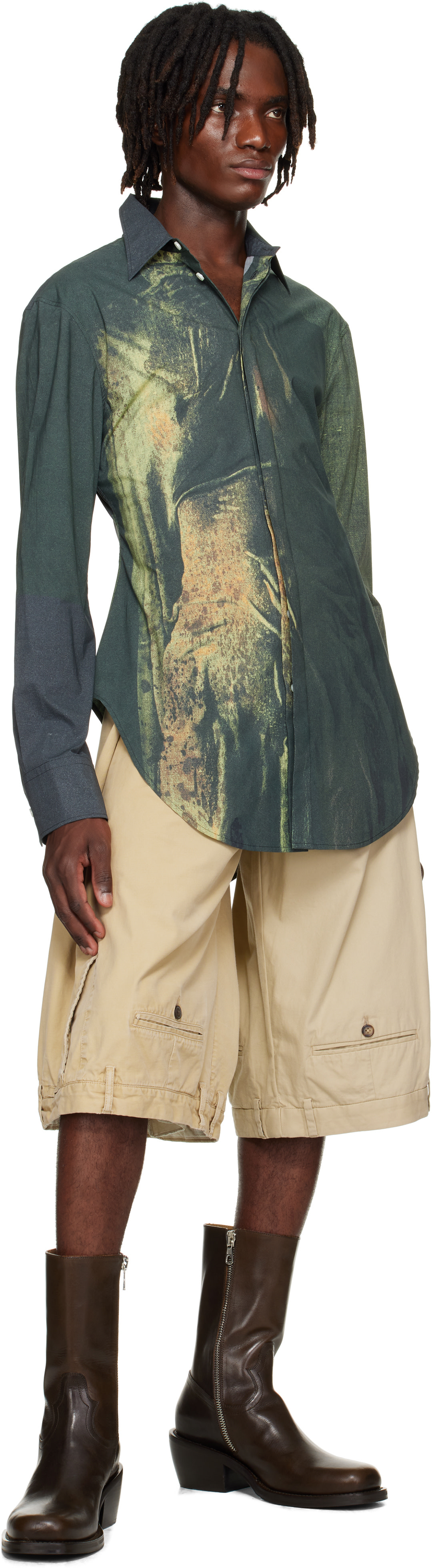 Jean Paul Gaultier: SSENSE Exclusive Khaki & Black Mesh Printed