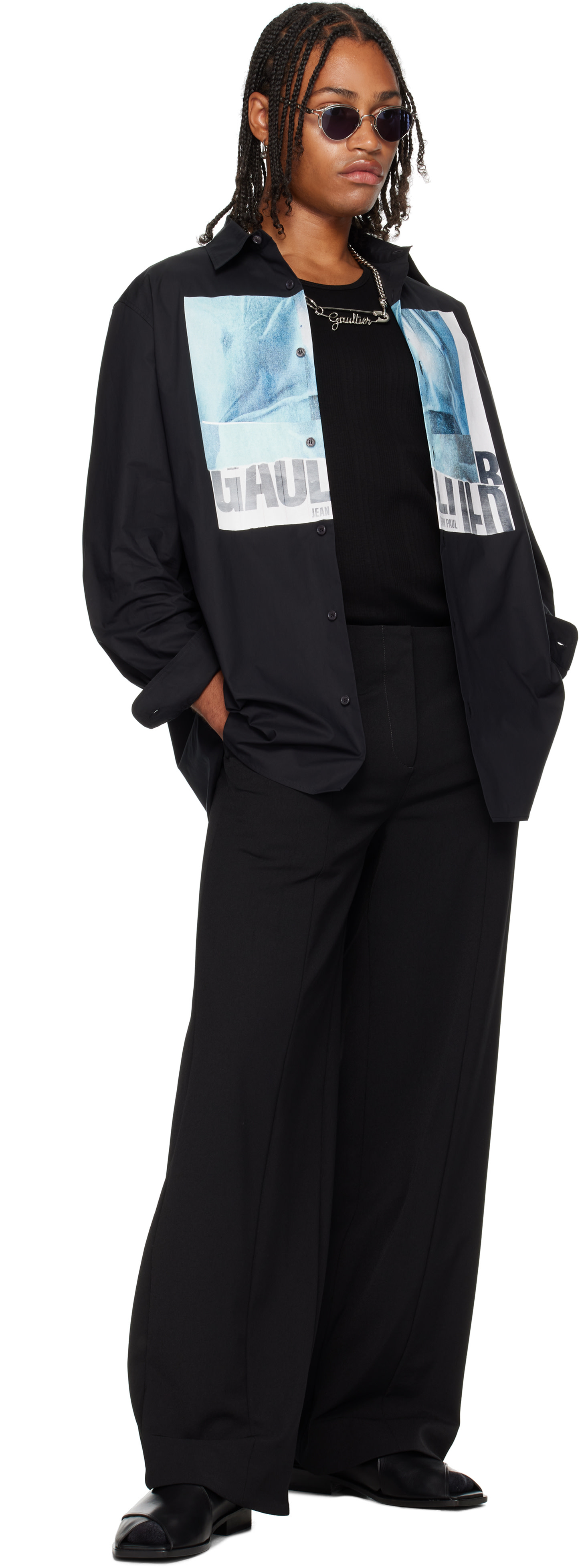 Jean Paul Gaultier: Black 'The Oversized Water' Shirt | SSENSE