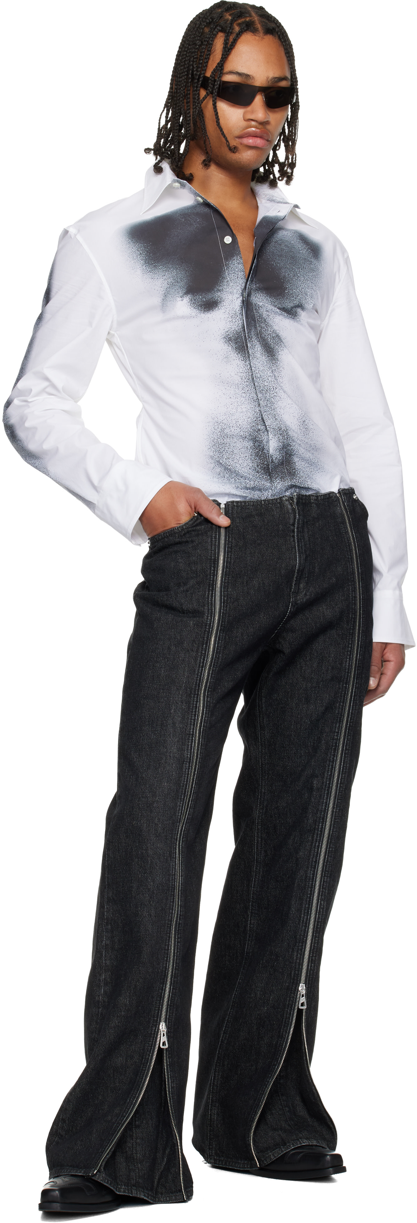Jean Paul Gaultier: White Printed Body Dust Shirt | SSENSE