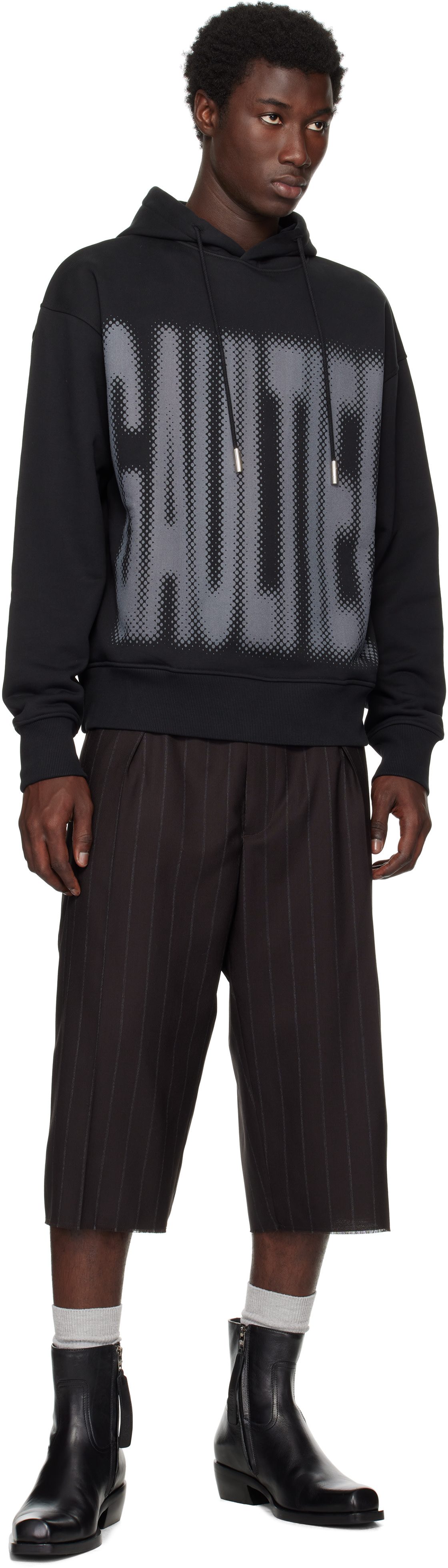 Jean Paul GAULTIER HOMMEクロップドブルゾン Black Heavy Wool Bomber Jacket by Jean Paul Gaultier on Sale