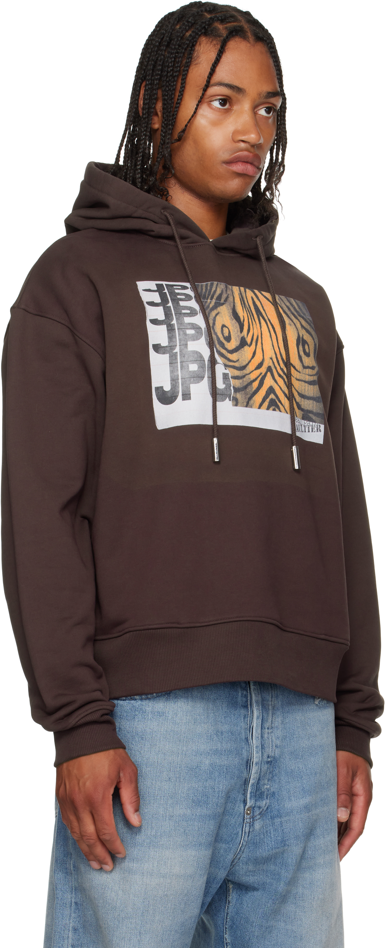 Jean Paul Gaultier ベロア スウェット プルオーバー　2 Jean Paul Gaultier: Brown Printed Wood Hoodie | SSENSE