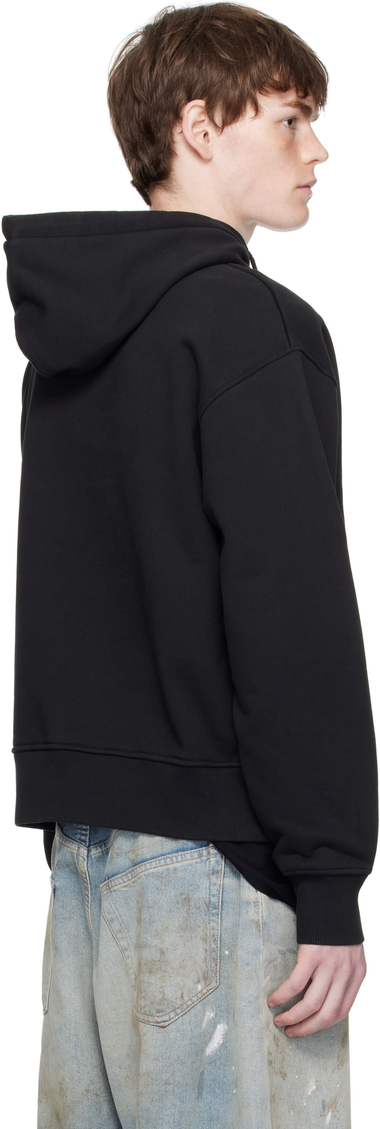 Jean Paul Gaultier - Pull à capuche noir à imprimé Fire