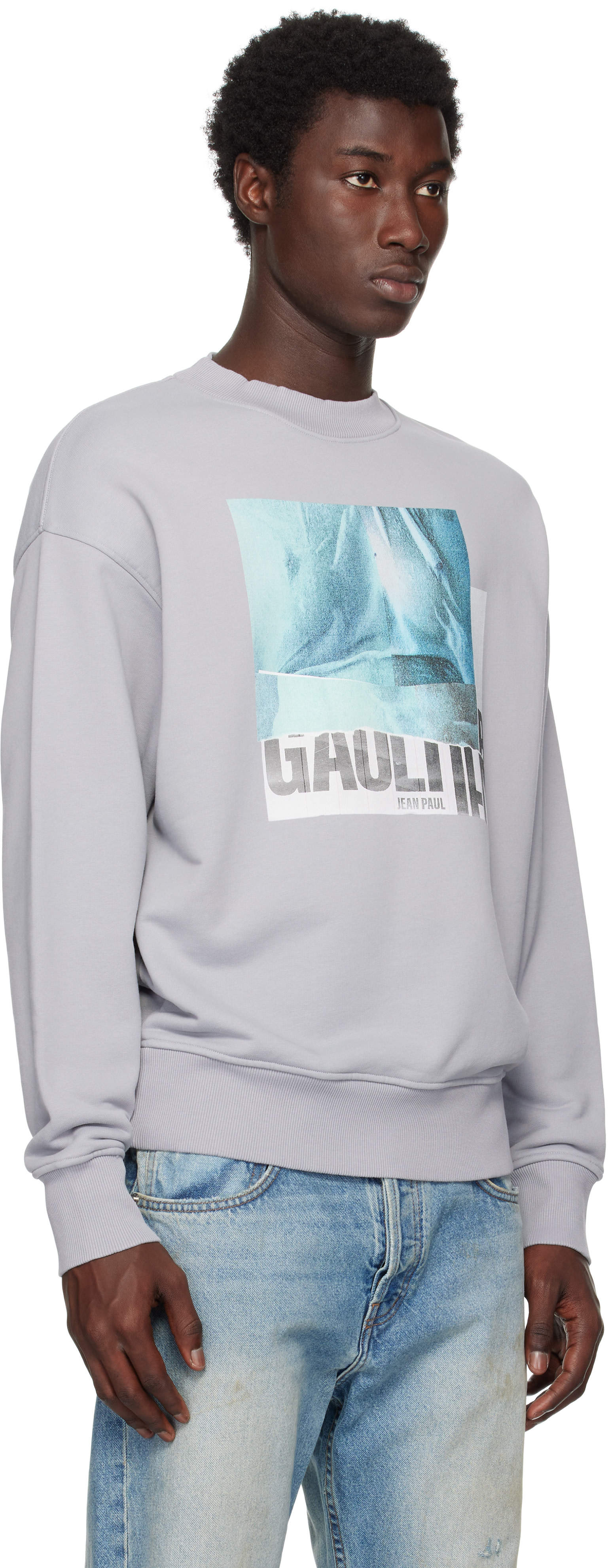 Jean Paul Gaultier - Pull molletonné gris à imprimé Water