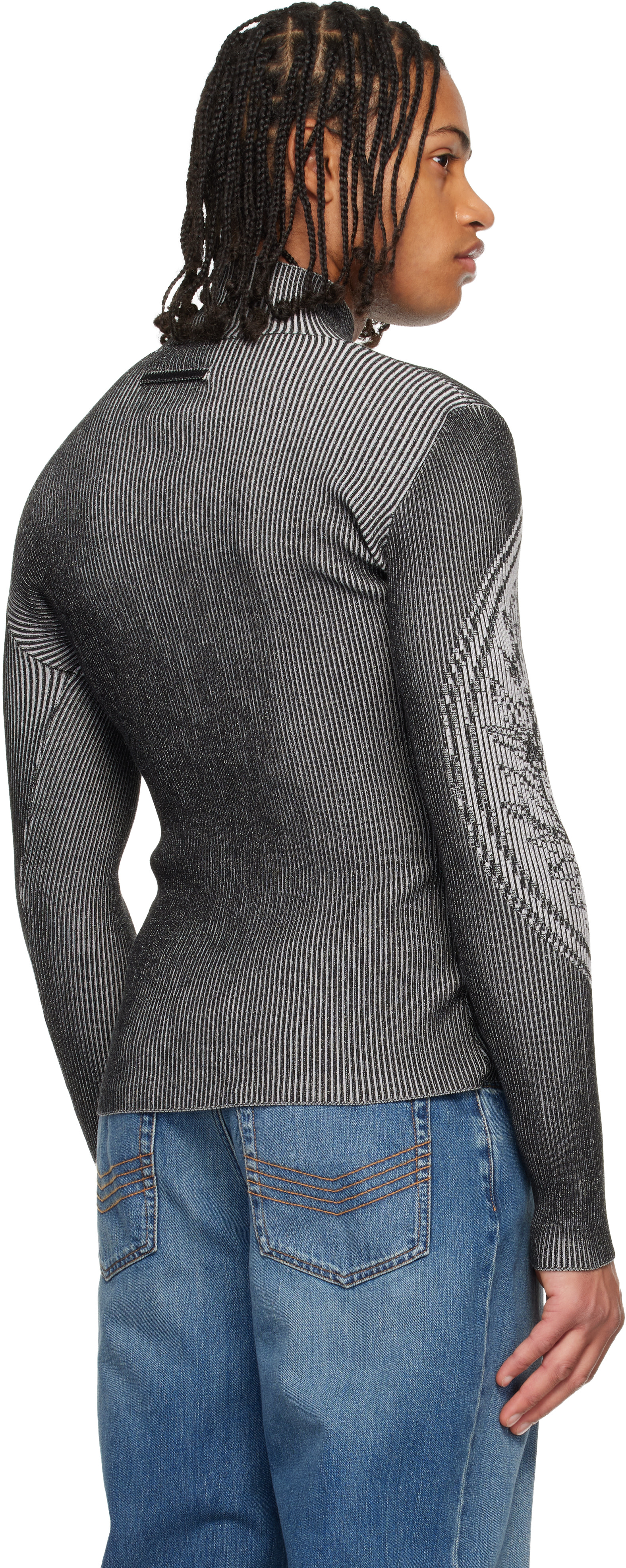 Jean-Paul GAULTIER パーツ切替 半袖 ニット JEAN PAUL GAULTIER Ribbed-knit trimmed printed poplin jersey | NET