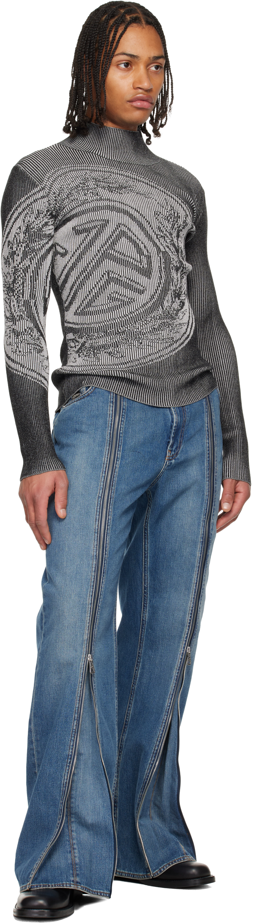 Jean Paul Gaultier: Gray 'The Laurel Stamp' Sweater | SSENSE
