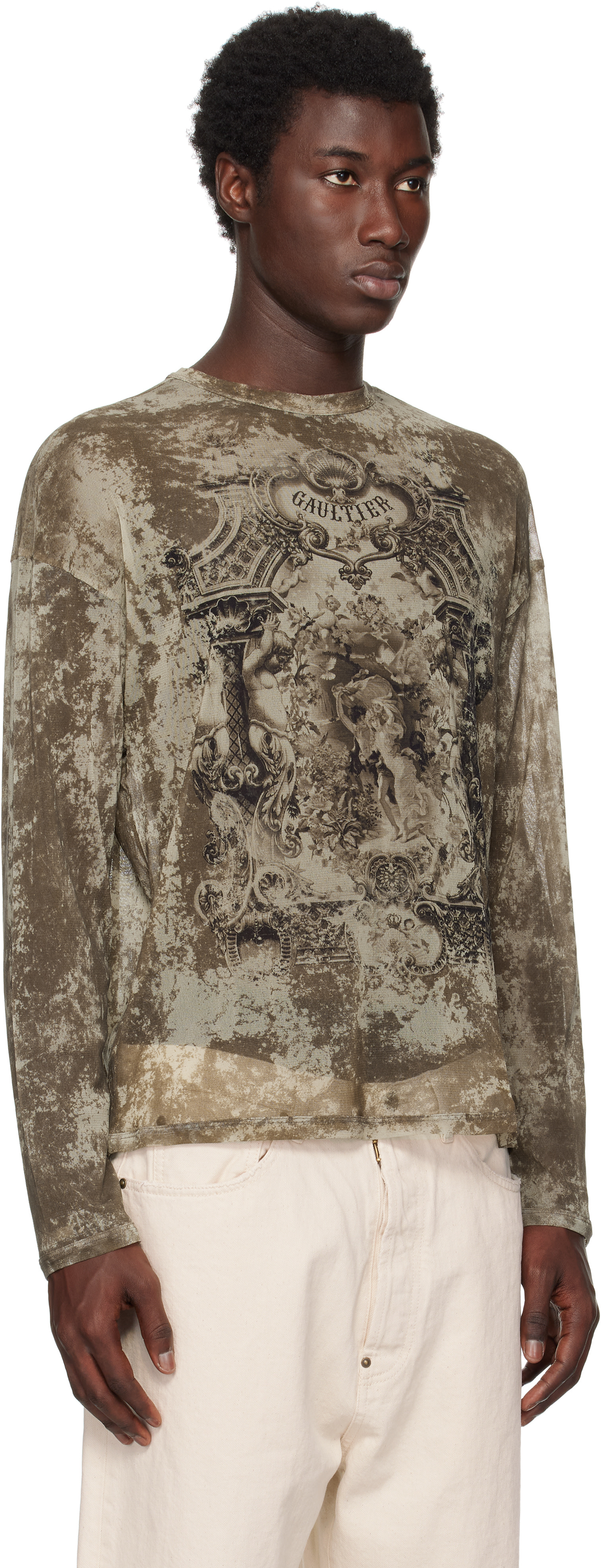 Jean Paul Gaultier: Beige 'The Oversized Médallion' Top | SSENSE