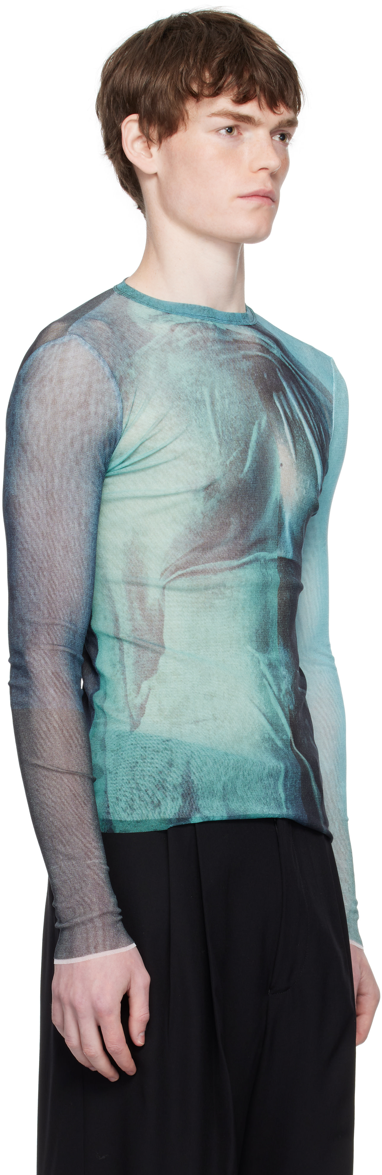 トップス Jean Paul Gaultier Jean Paul Gaultier: Blue 'The Water' Top | SSENSE