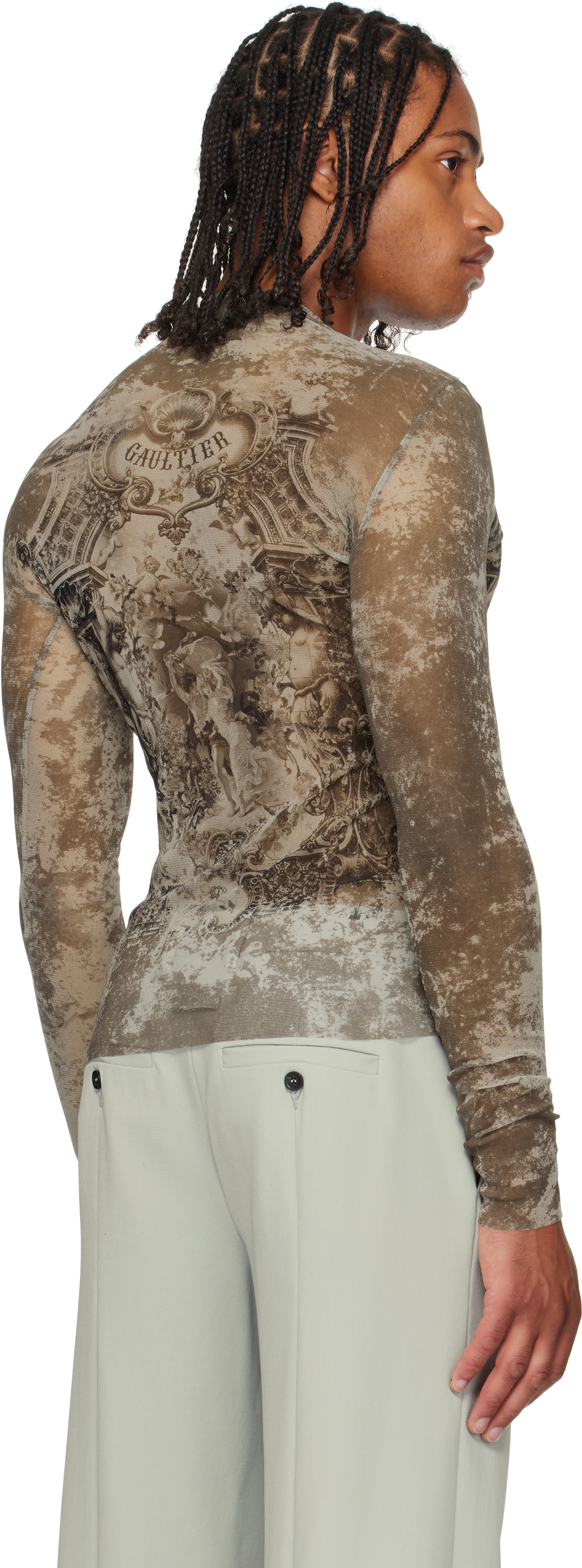 Jean Paul GAULTIER レーストップス Jean Paul Gaultier: Beige 'The Médaillon' Top | SSENSE