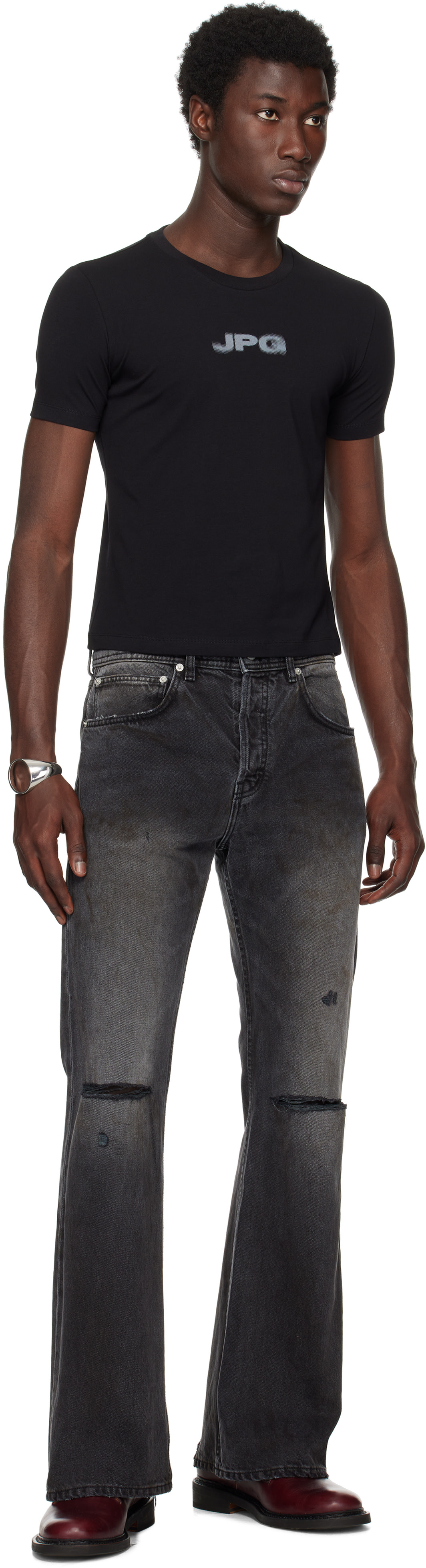 Jean Paul Gaultier: Black 'The JPG' Baby T-shirt | SSENSE