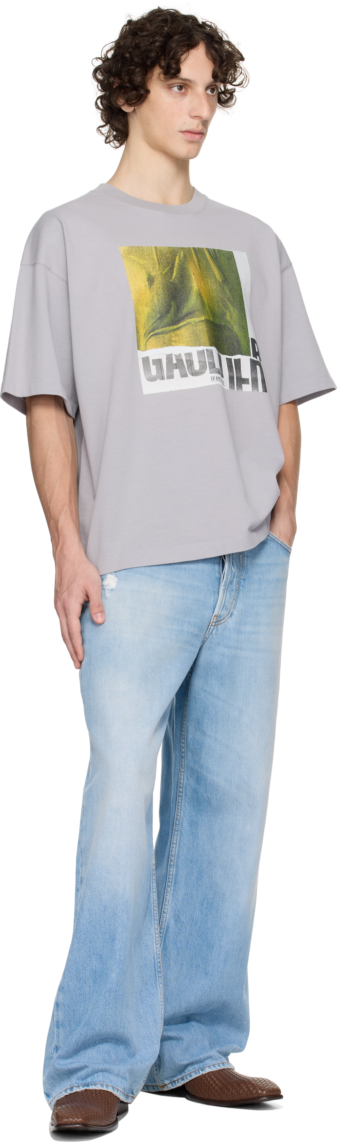 Jean Paul Gaultier: SSENSE Exclusive Gray Cotton Oversized Printed Jean Paul Gaultier: SSENSE Exclusive Gray Cotton Oversized Printed