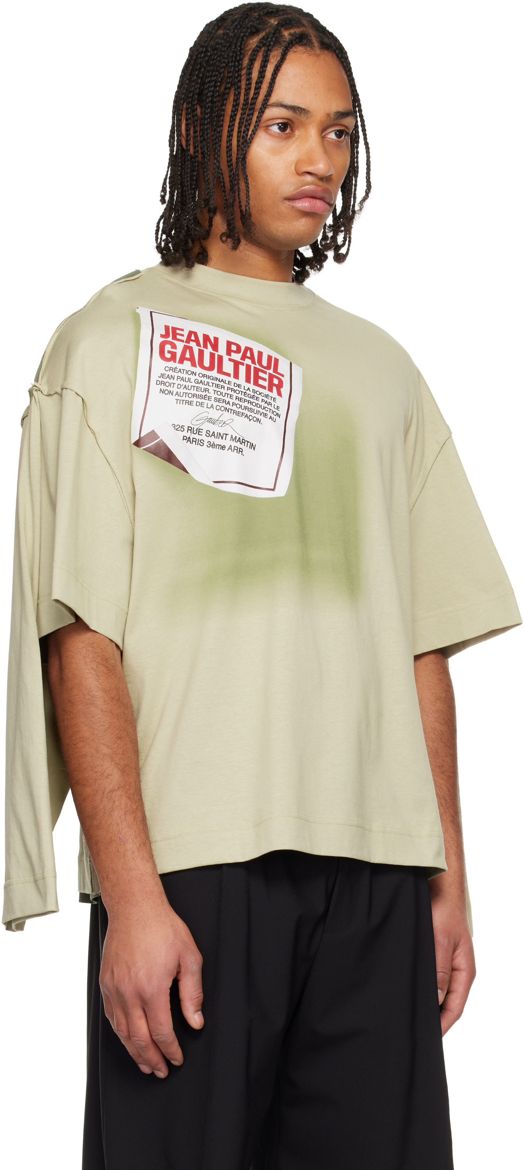 Jean Paul Gaultier: Green 'The Gaultier Label' Double T-shirt | SSENSE