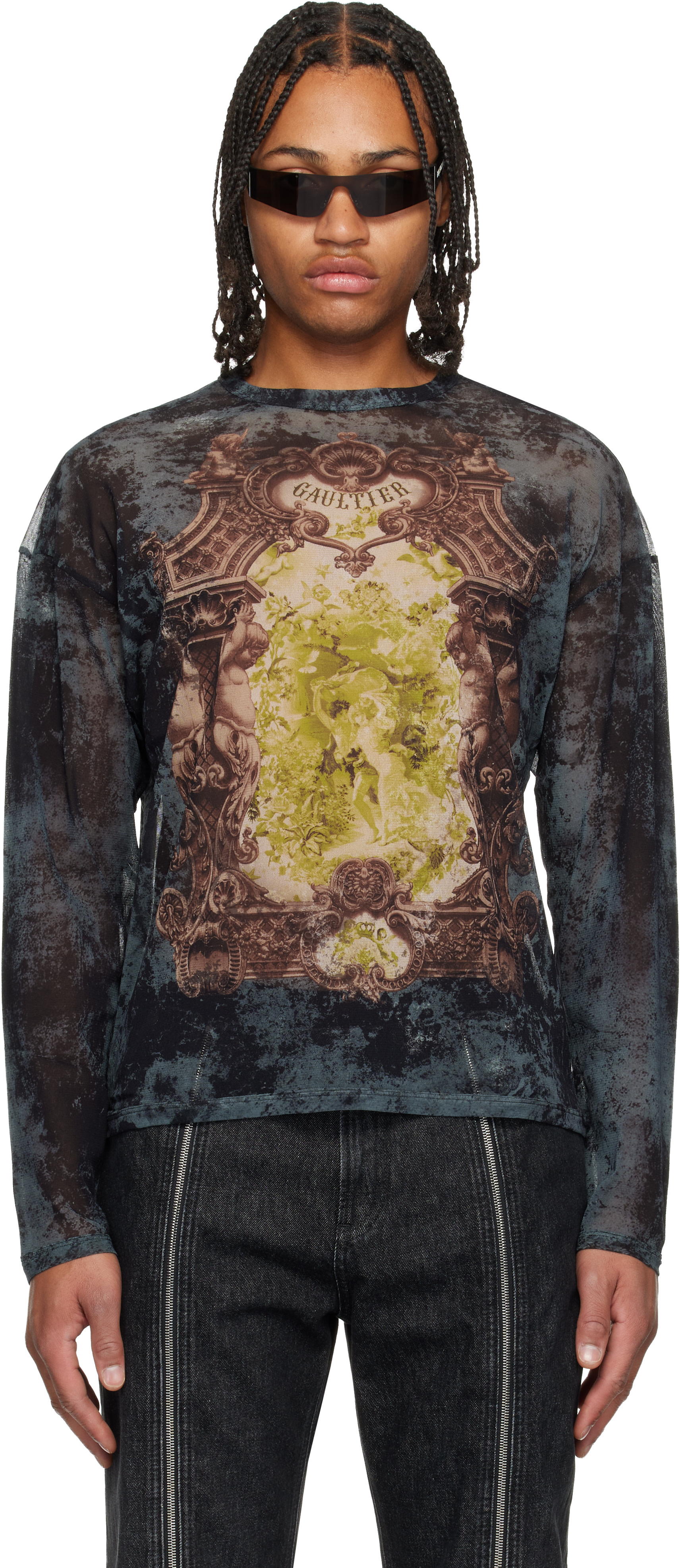 Jean Paul Gaultier: ネイビー 'The Oversized Médaillon' トップス