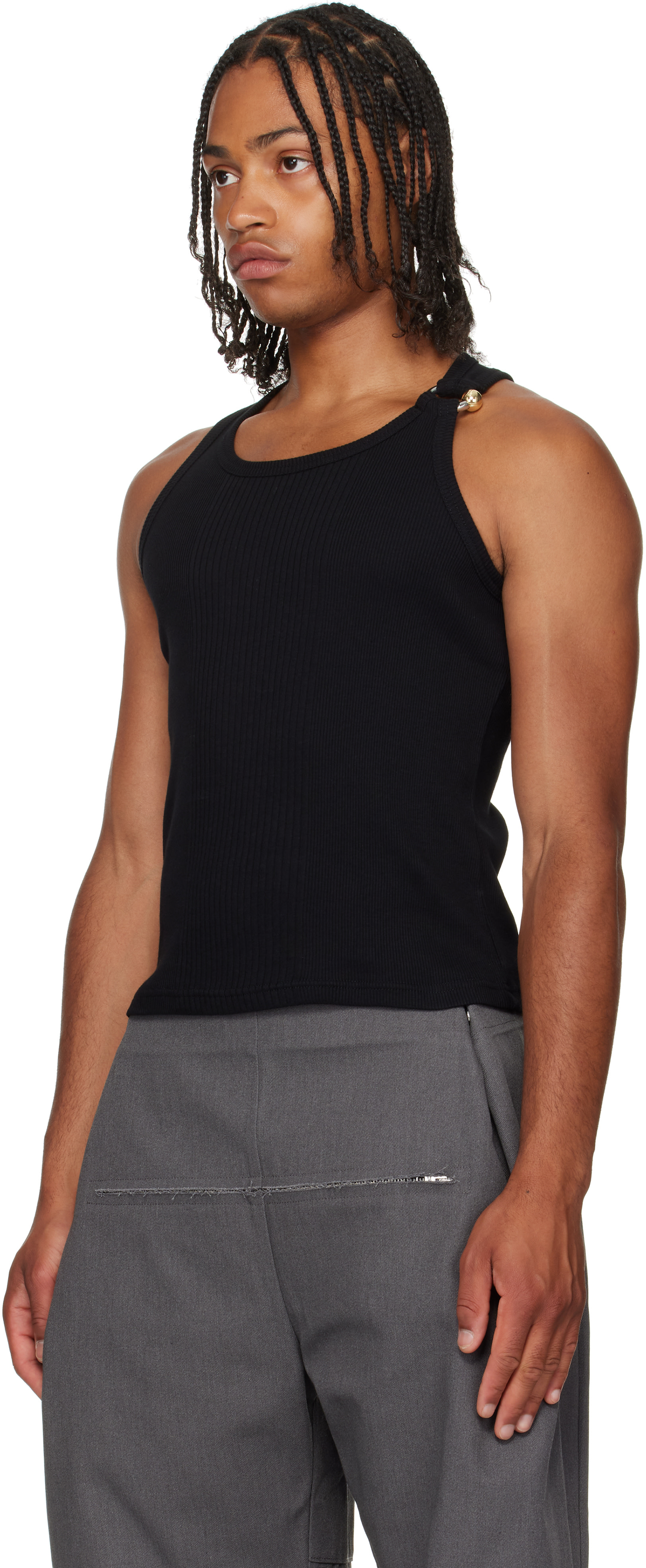 Jean Paul Gaultier: Black 'The Piercing' Tank Top | SSENSE