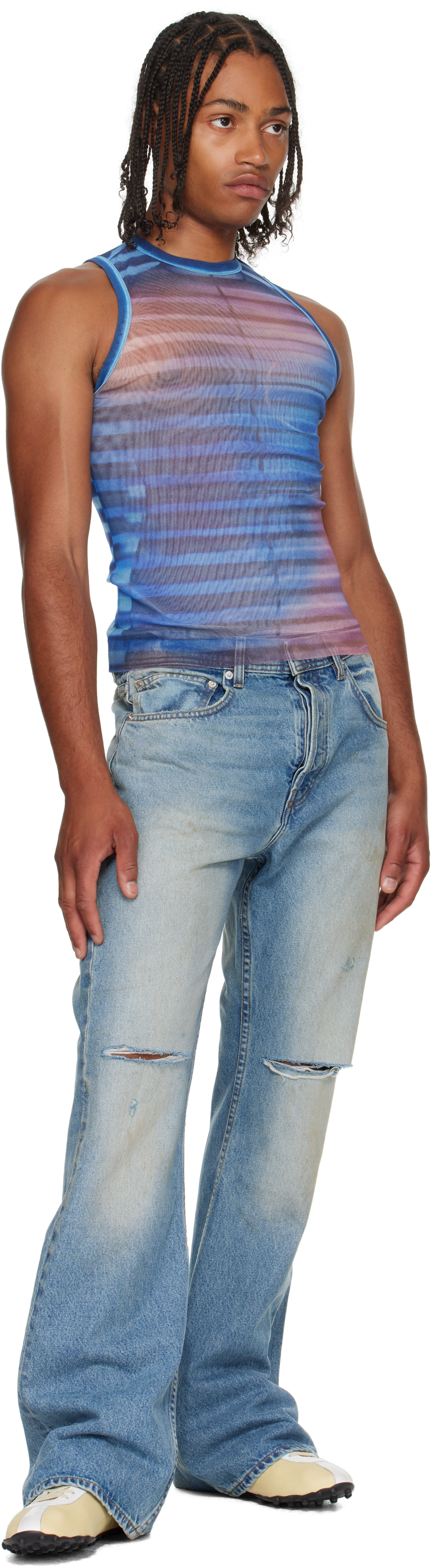 Jean Paul Gaultier: Blue 'The Air' Tank Top | SSENSE
