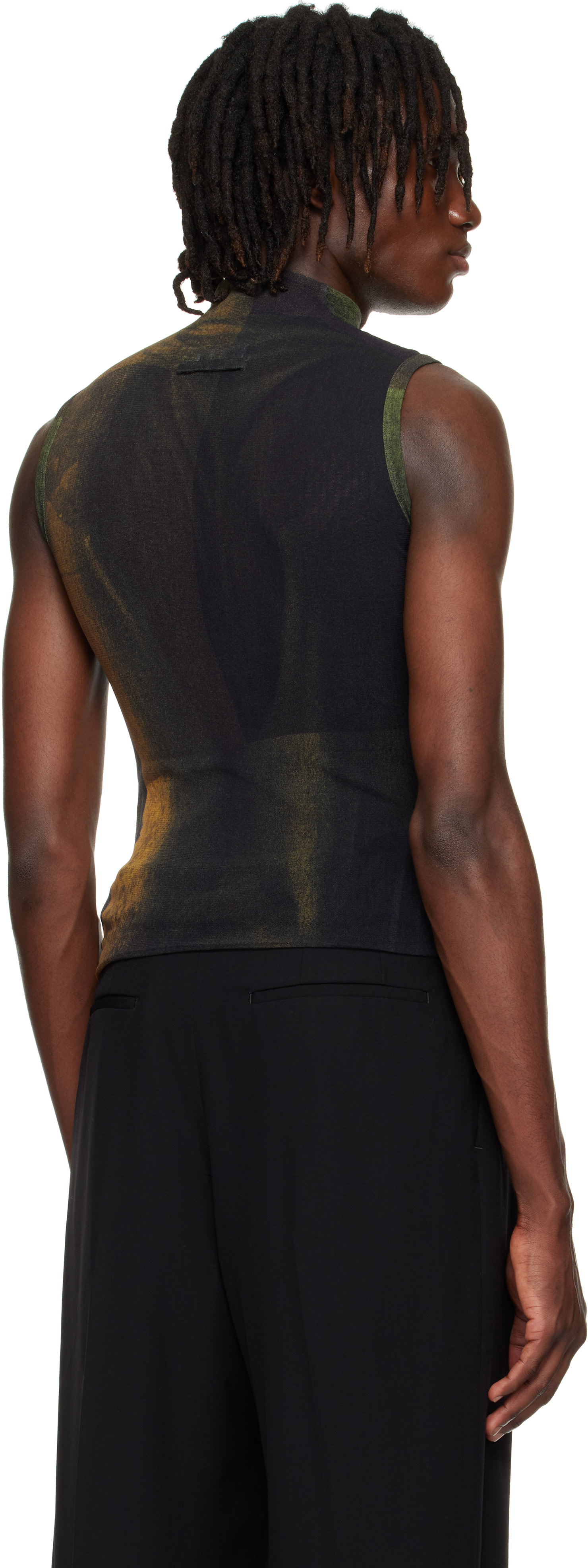 Jean Paul Gaultier メッシュタンクトップ Jean Paul Gaultier: SSENSE Exclusive Khaki & Black High Neck