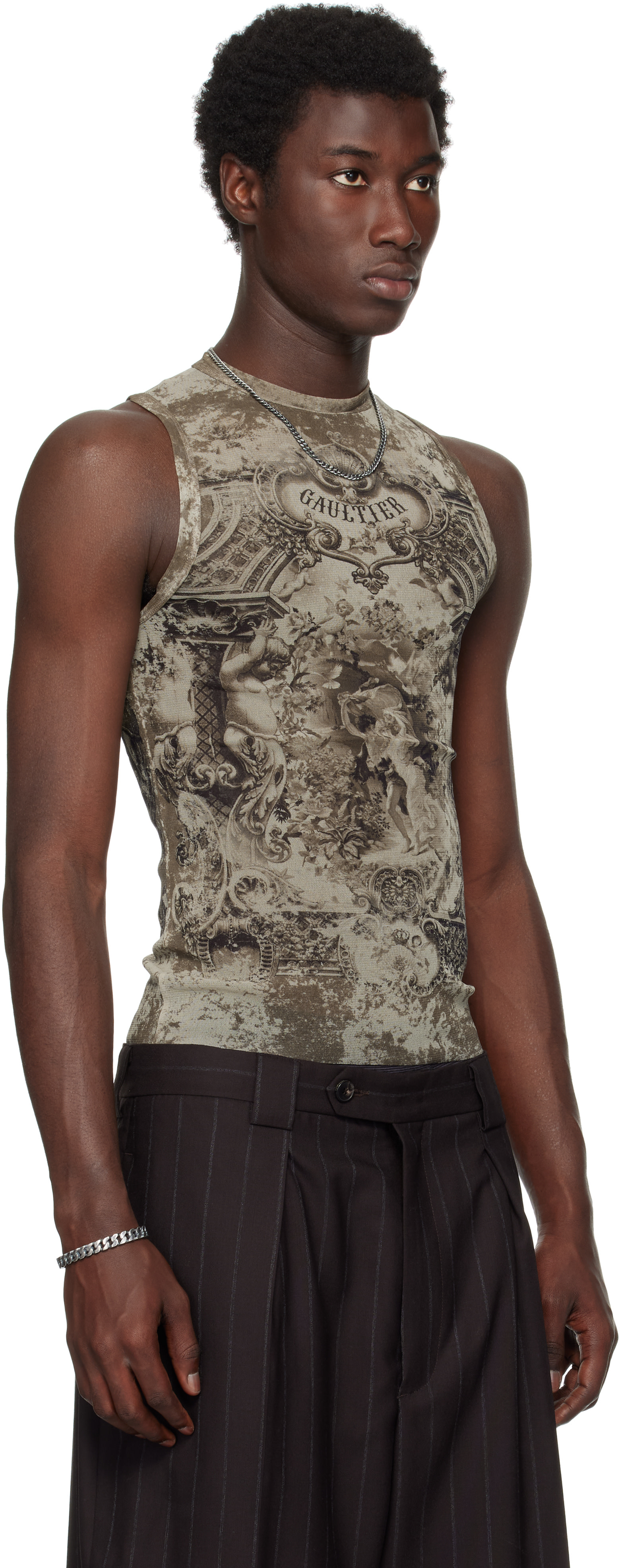 Jean Paul Gaultier: Beige 'The Oversized Médallion' Tank Top | SSENSE