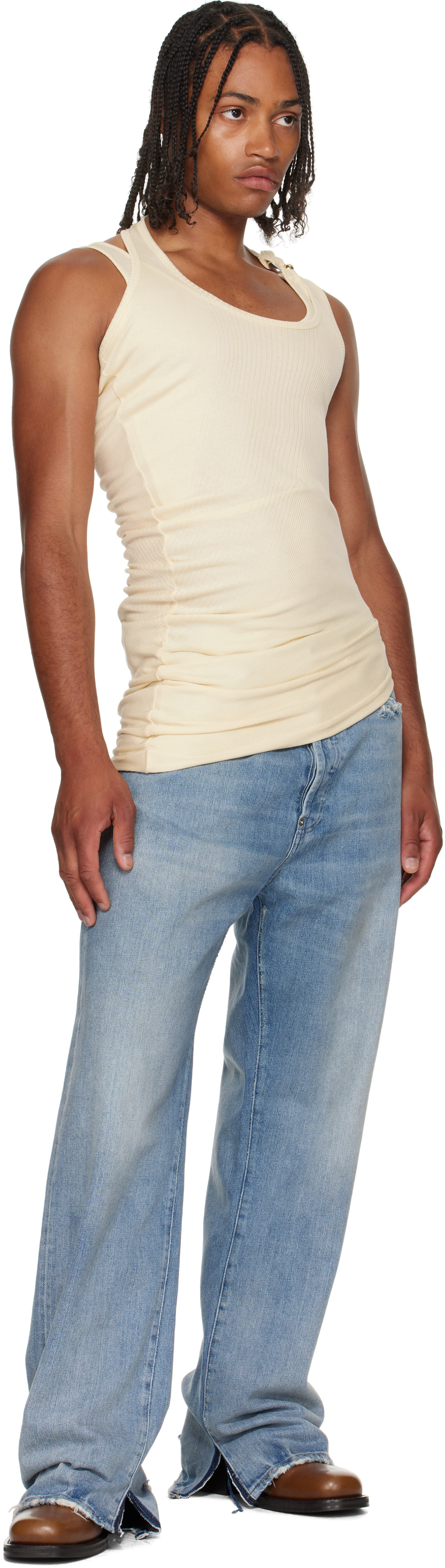 Jean Paul Gaultier タンクトップ Jean Paul Gaultier: Beige 'The Oversized Médallion' Tank Top | SSENSE