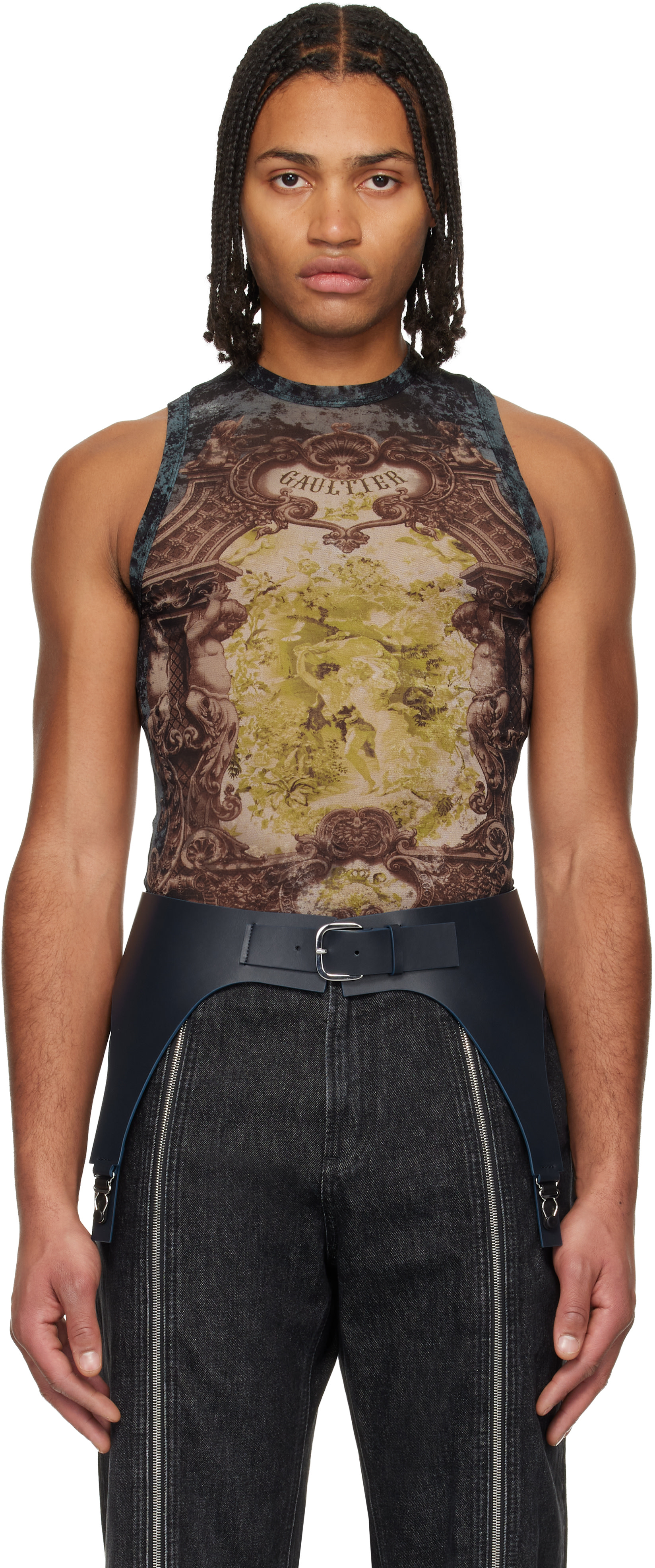 Jean paul gaultier ⭐︎ショルダーベルト付きタンクトップ　46 Jean paul gaultier ⭐︎ショルダーベルト付きタンクトップ 46 - メルカリ